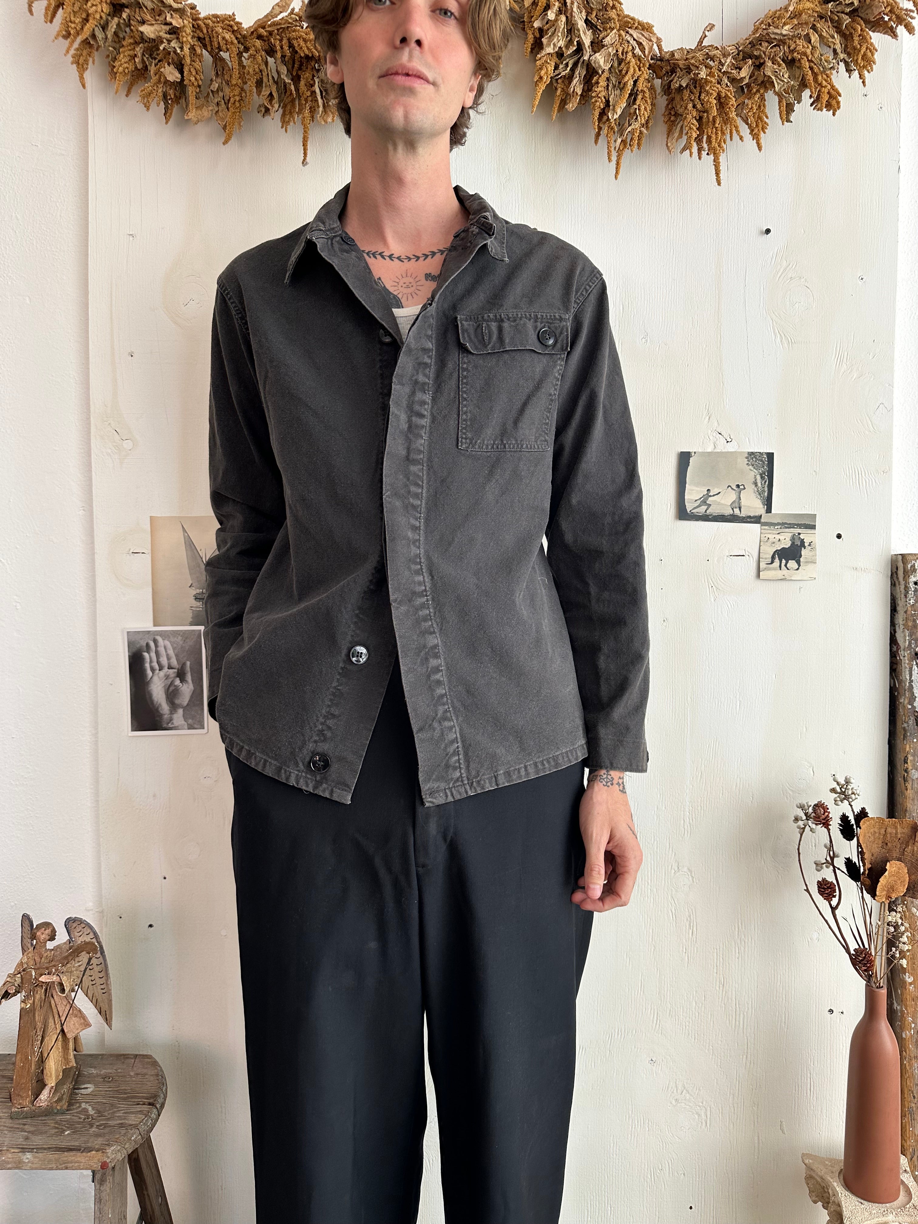 1960s Black Single Pocket Chore Jacket (M)