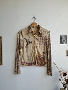 1970s Cropped Tapestry Button-Up (M)