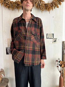 1960s Thrashed Plaid Overshirt (Boxy XL)