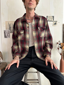 1960s Shadow Plaid McGregor Camp Collar Overshirt (L/XL)