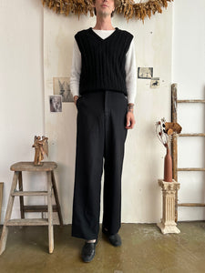 1970s Black Cable Knit Vest (M)