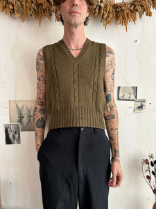 1960s Cable Knit Cropped Vest (Boxy S/M)