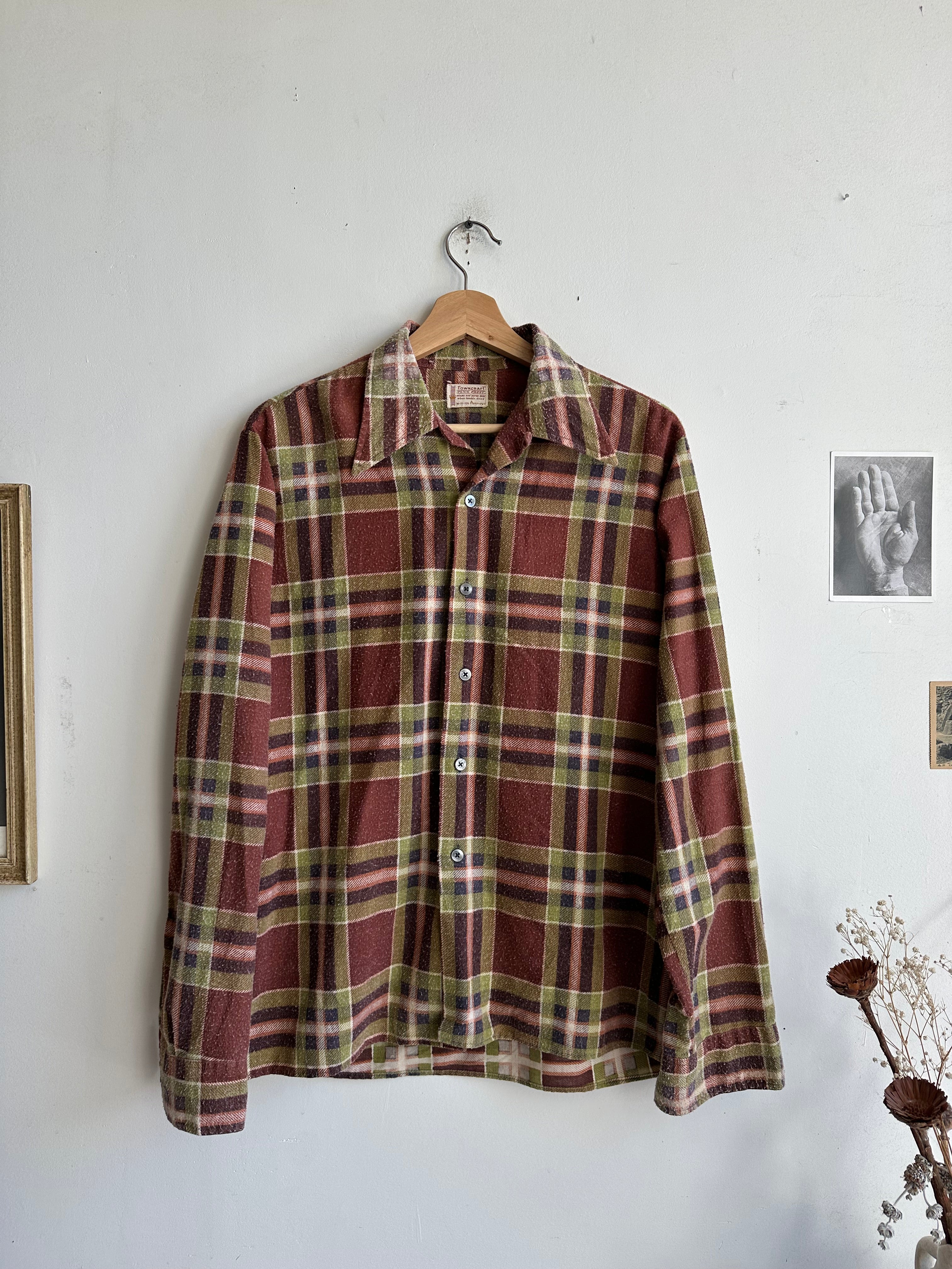 1970s Brown and Green Flannel (M/L)