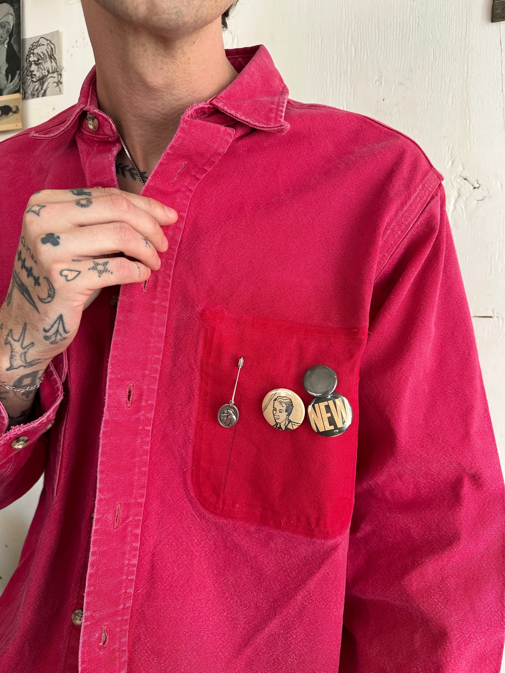 1990s Super Heavyweight Sunfaded Carhartt Overshirt W/ Pins