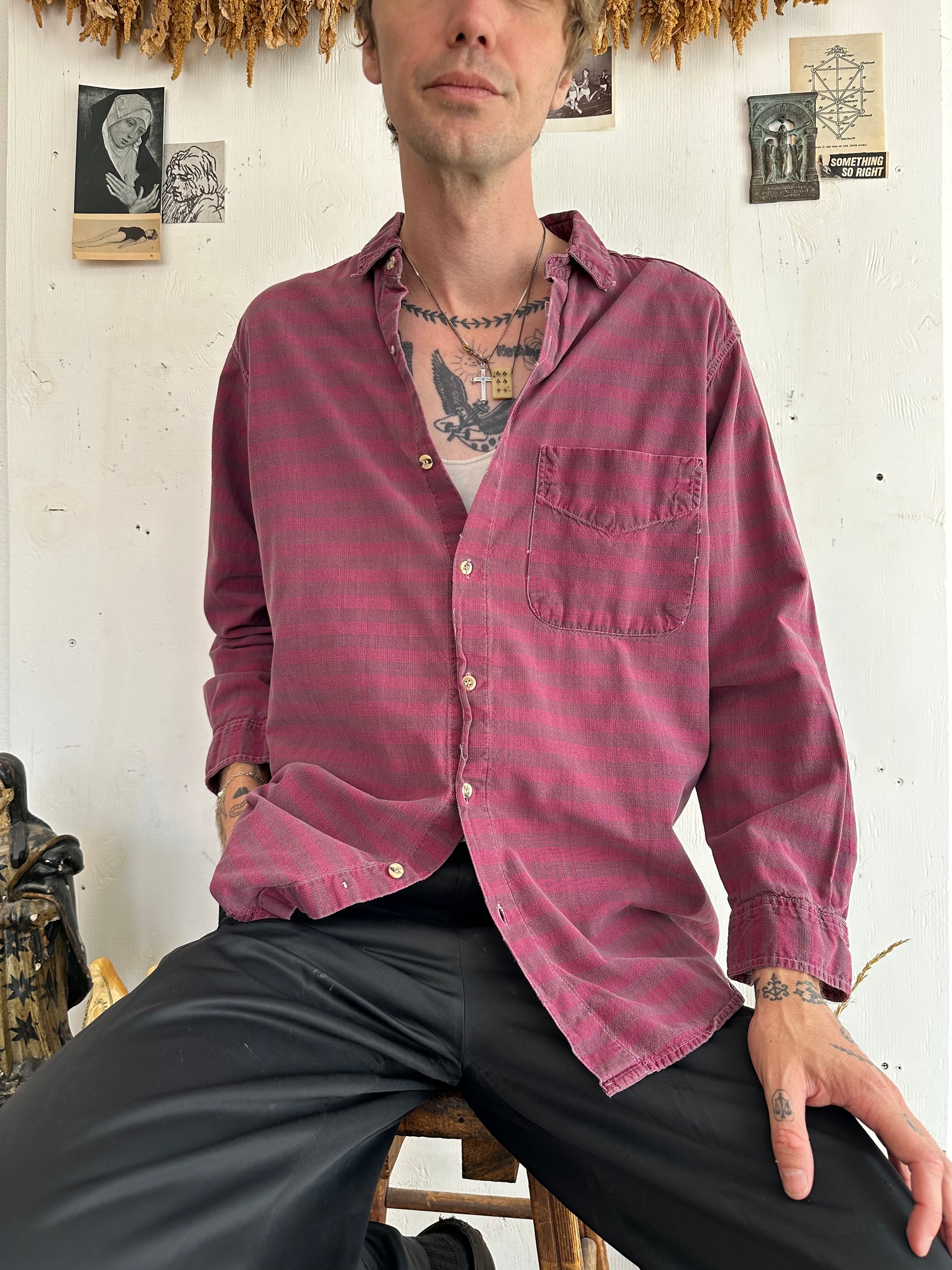 1990s Faded Plaid Button Up