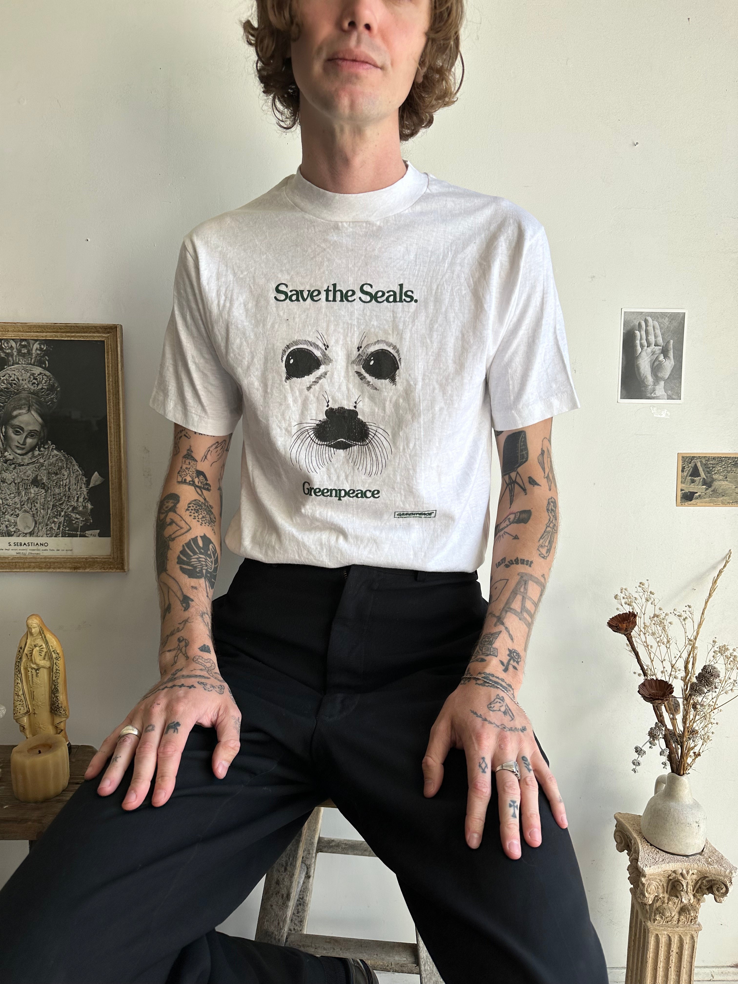 1980s Greenpeace Save the Seals T-Shirt (M)