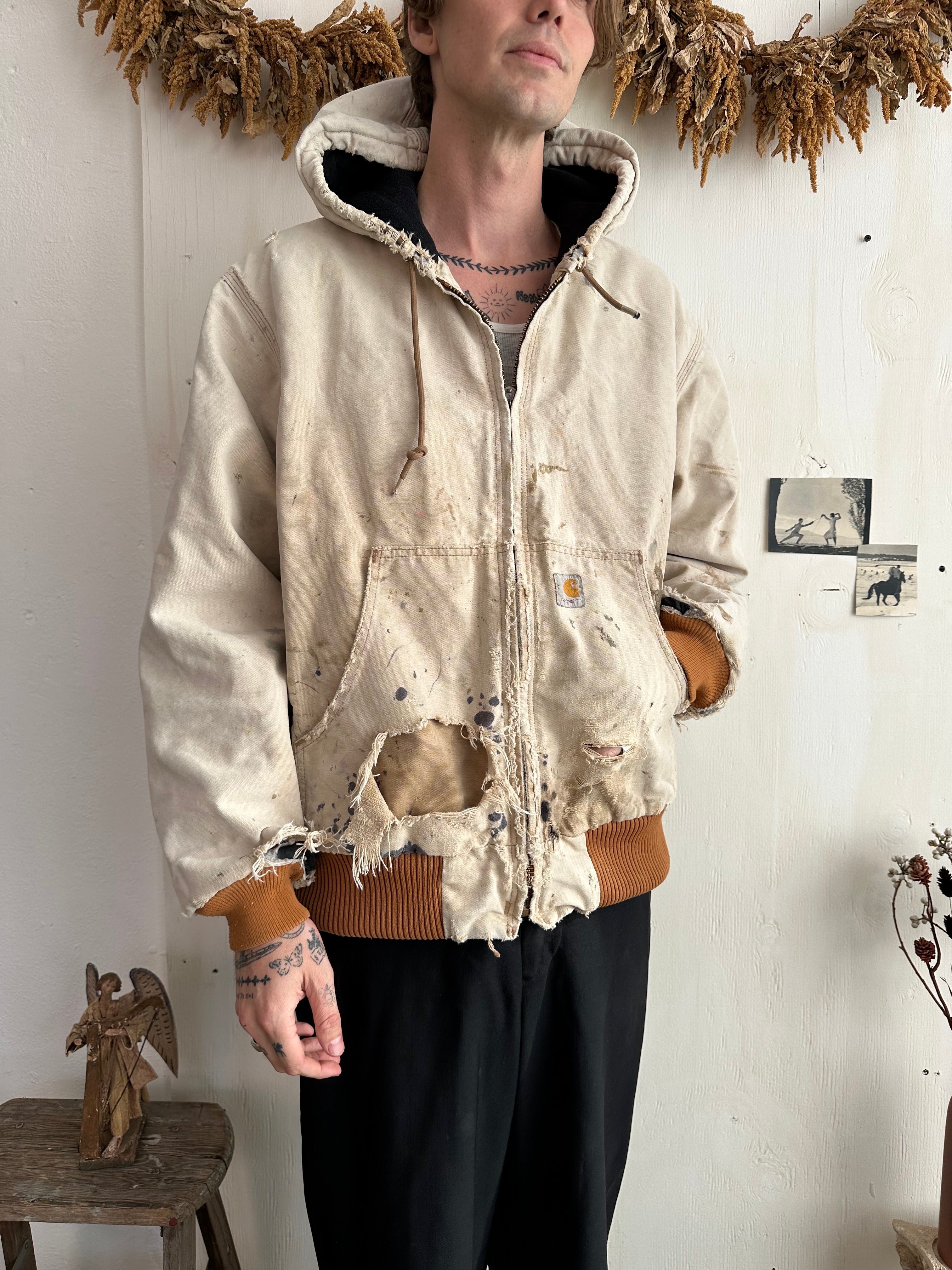 1990s Made In The USA Thrashed and Sunfaded Carhartt Work Jacket