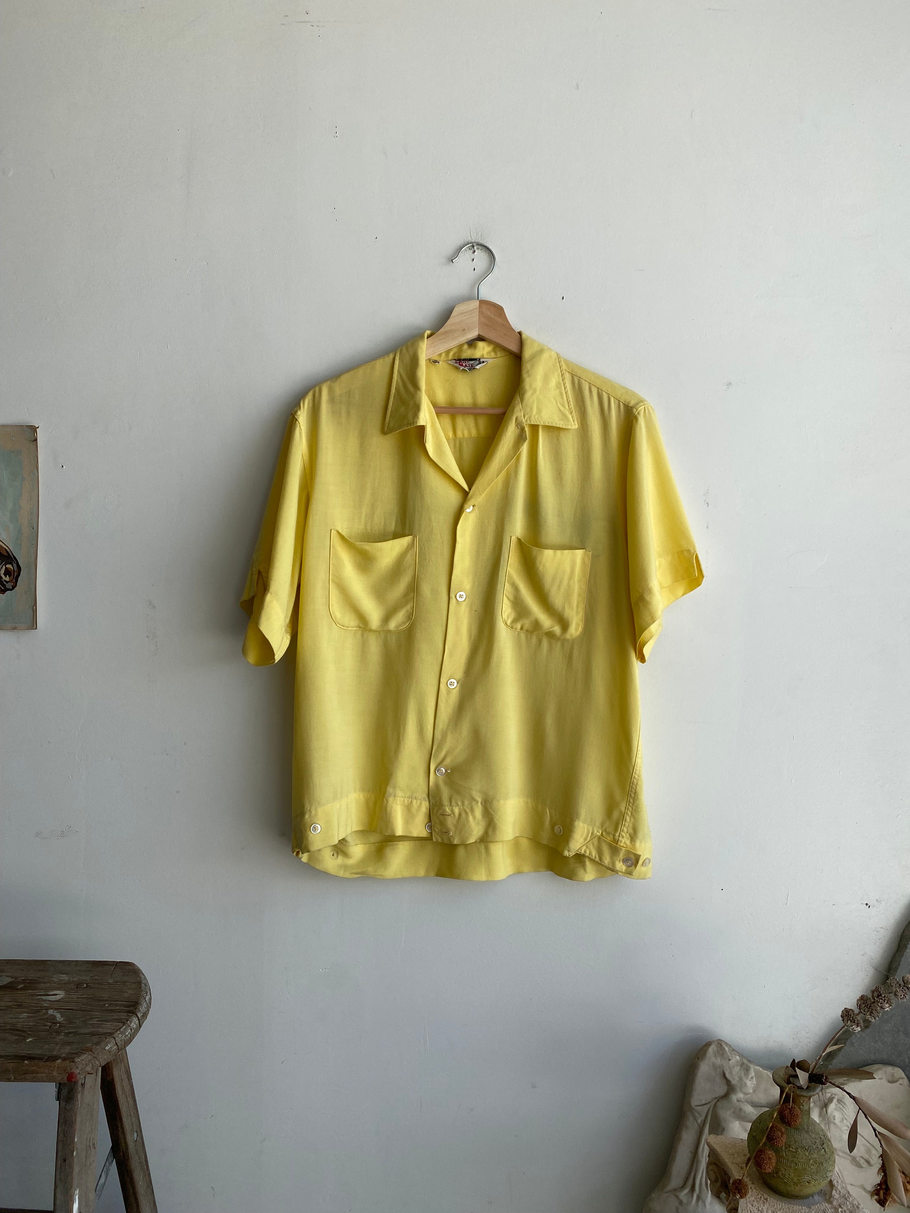 1950s Farmer's Union Aid Rayon Chain Stitched Button-Up (Boxy S/M)