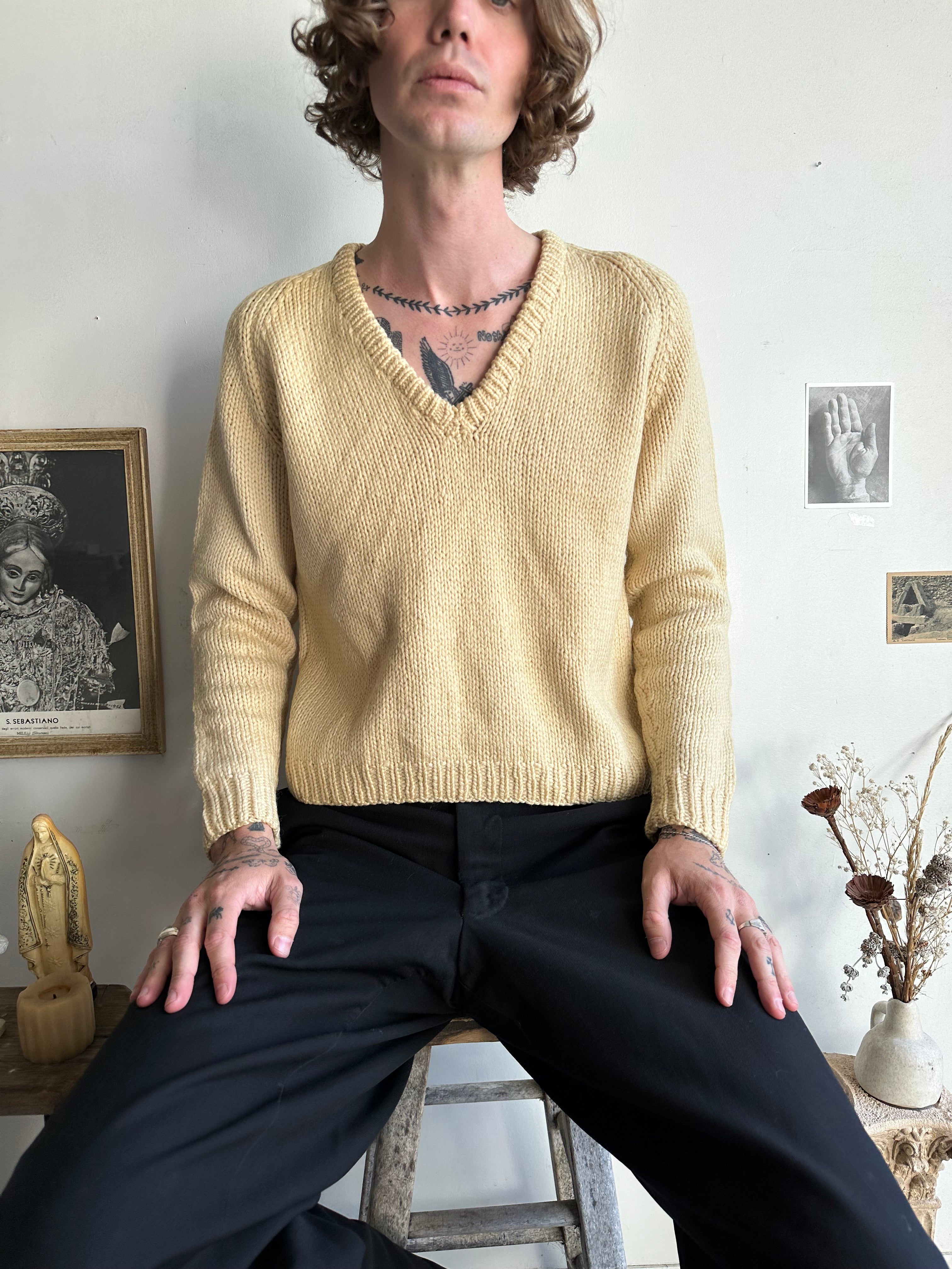 1960s Boxy V-Neck Knit (Boxy M/L)