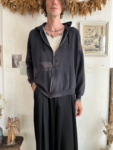 1990s Sunfaded Black Zip-Up Hoodie (L/XL)