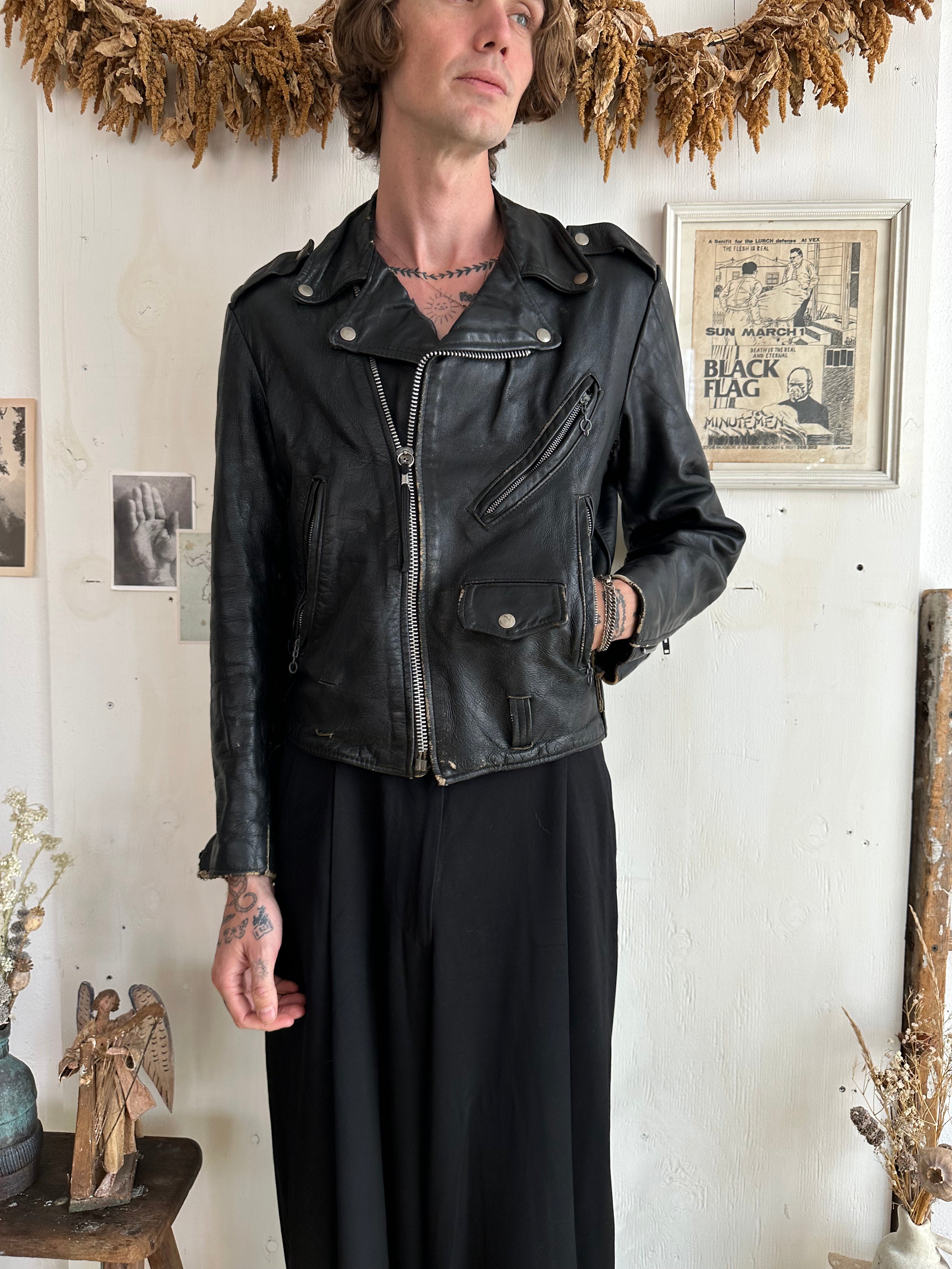 1970s Well Worn Motorcycle Jacket (S/M)