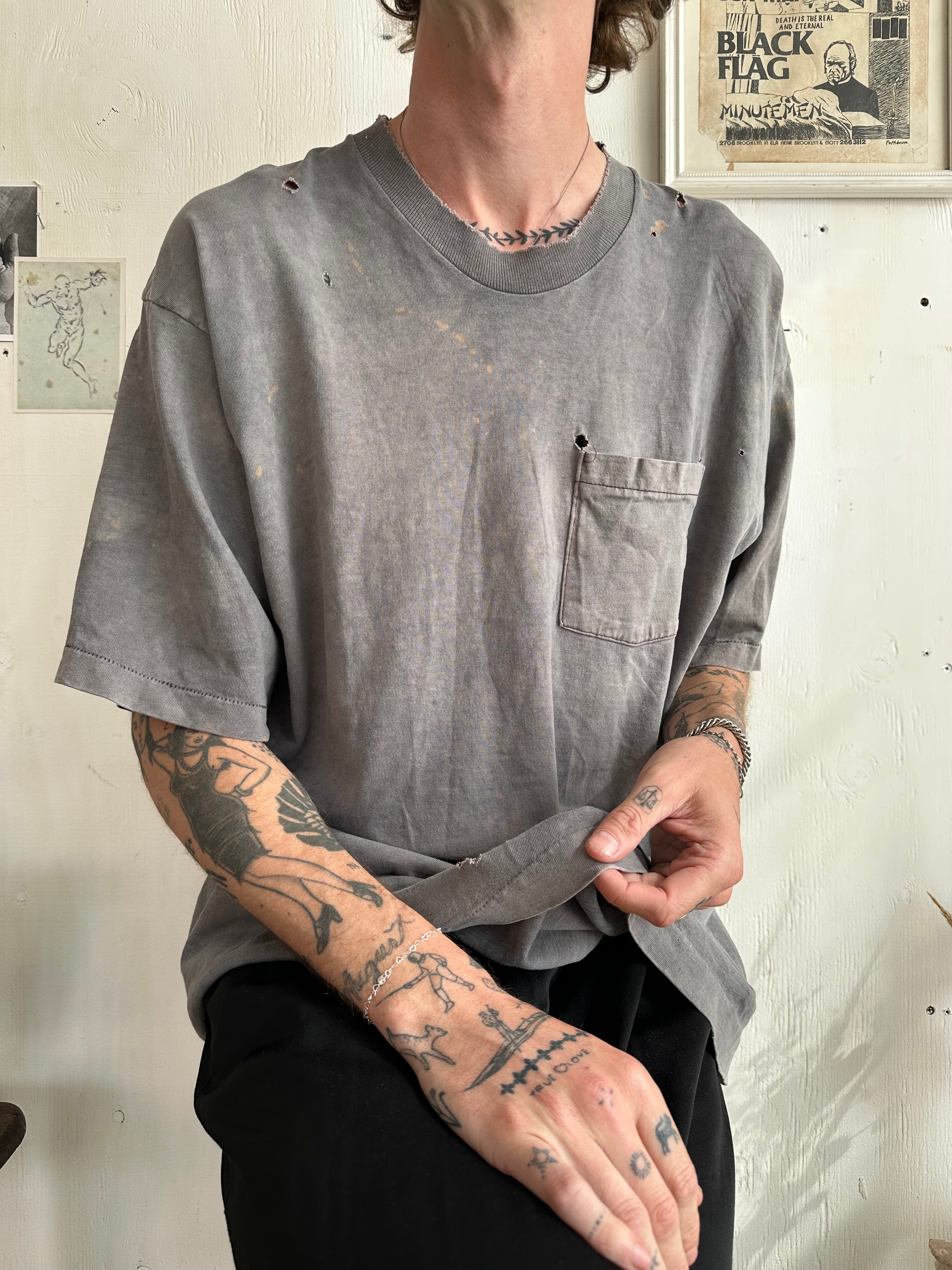 1990s Thrashed Black Pocket Tee (XXL)
