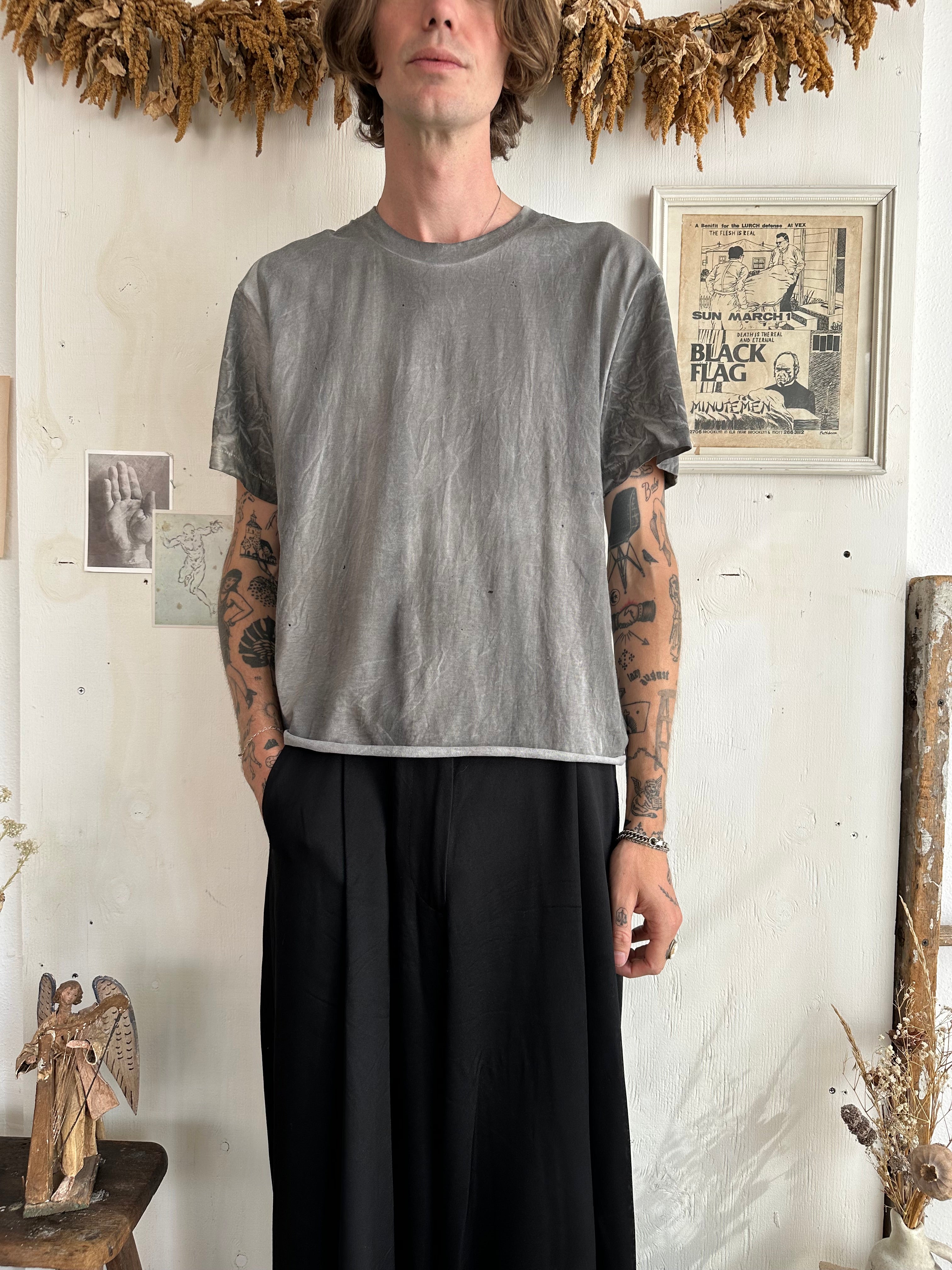 1990s Chopped Grey Overdyed T-Shirt (M)