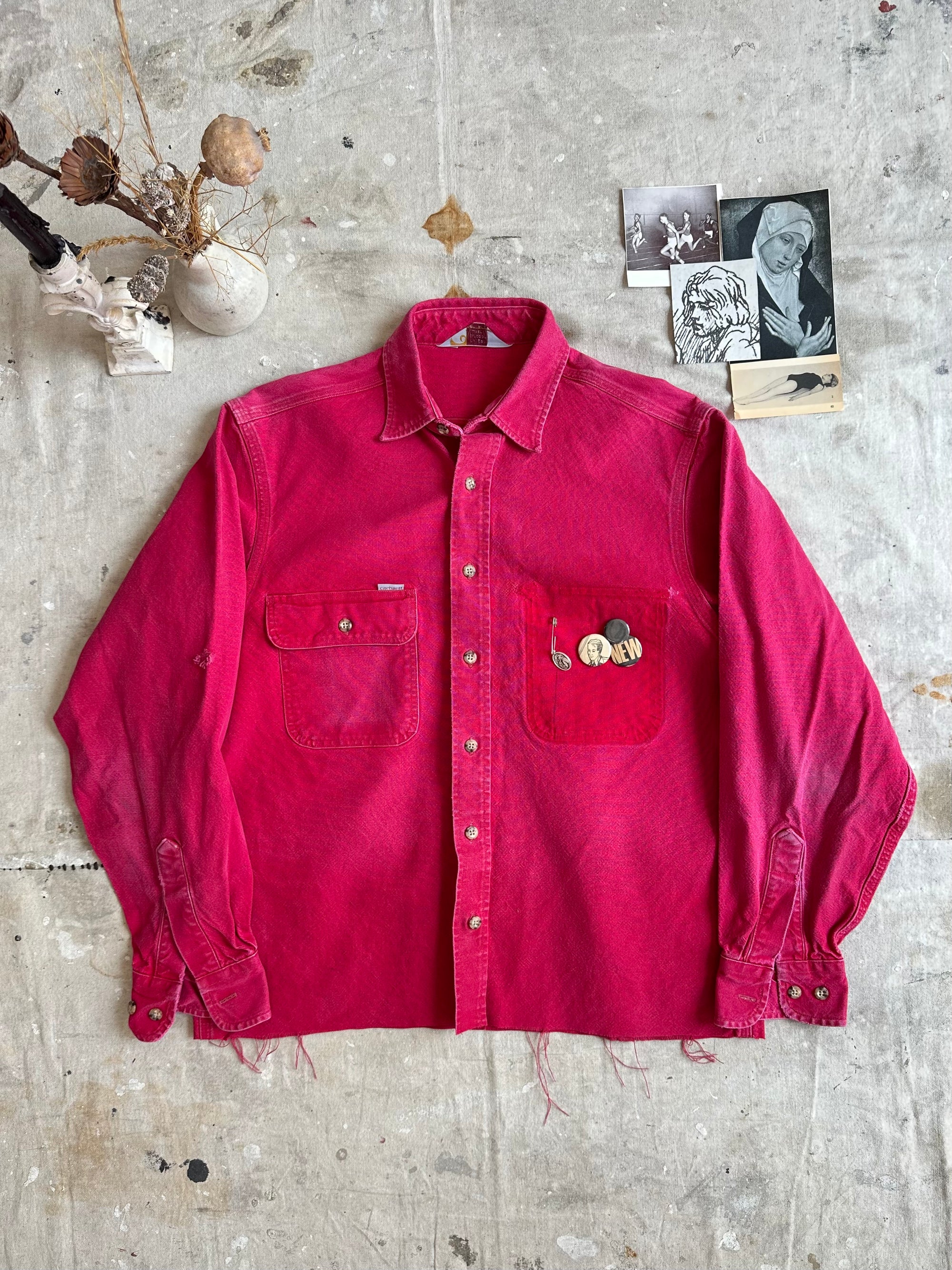 1990s Super Heavyweight Sunfaded Carhartt Overshirt W/ Pins