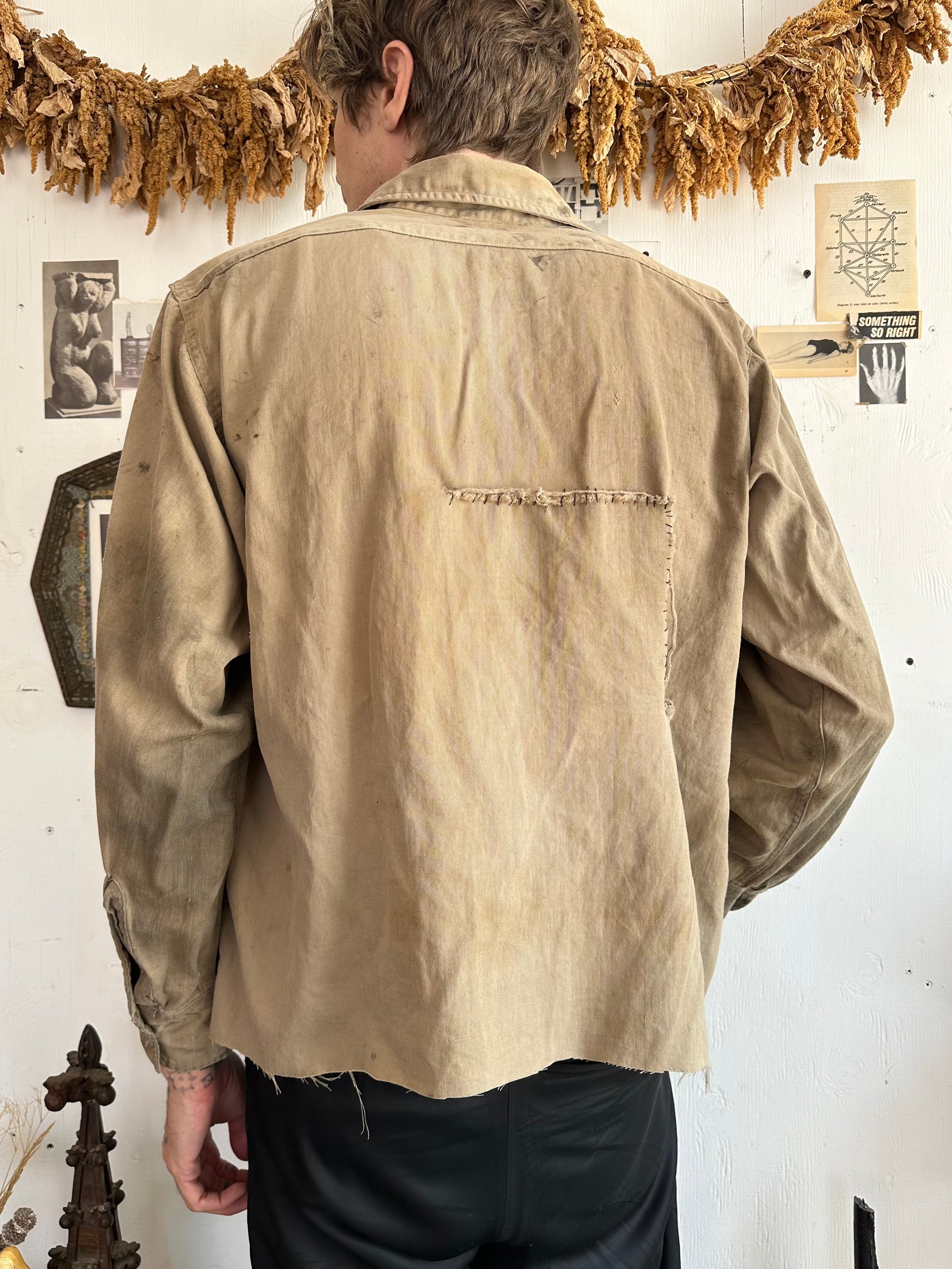 1950s Thrashed Work Shirt W/ Repairs