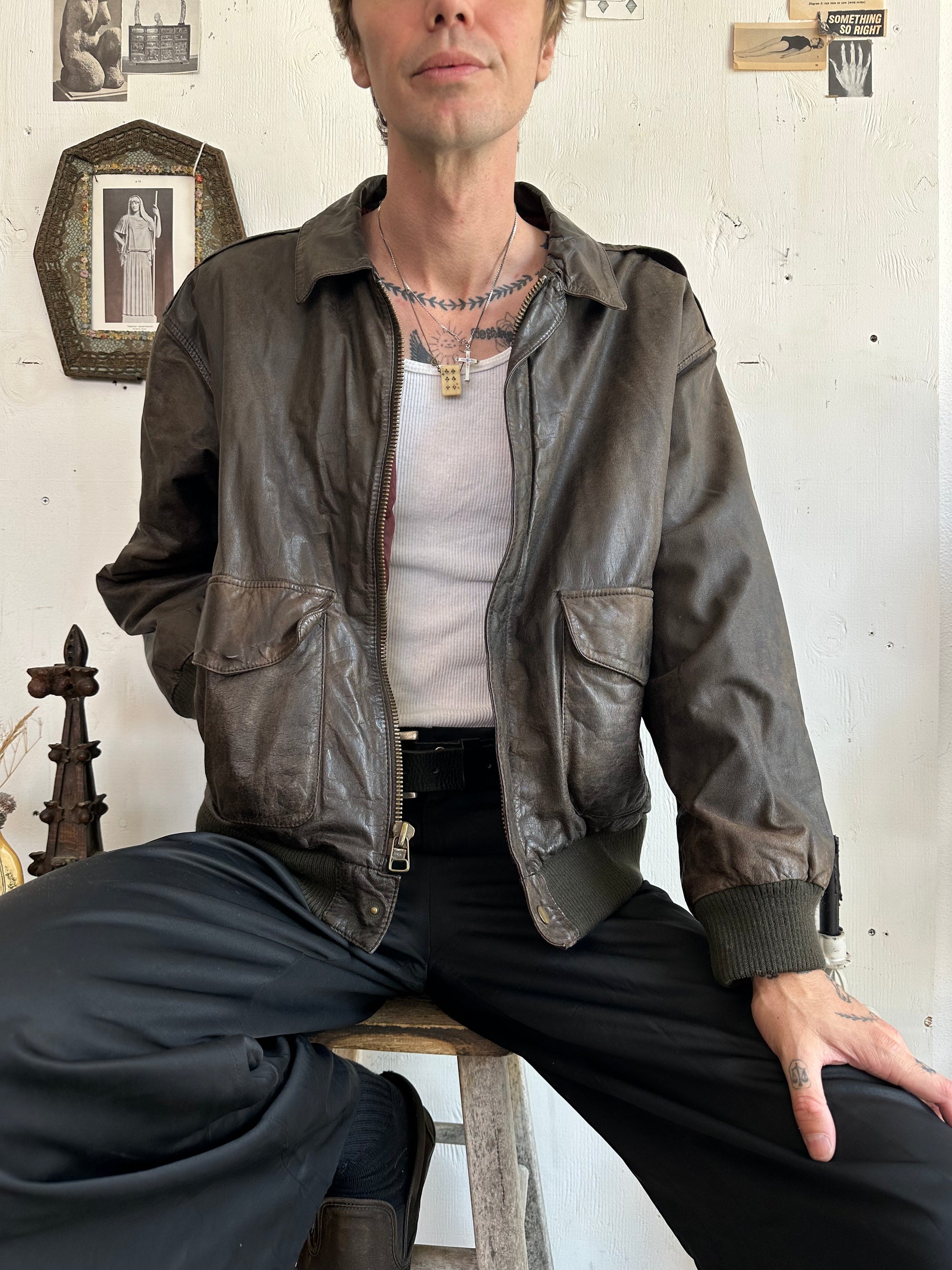 1980s Silk Lined Buttery Soft Leather Bomber Jacket