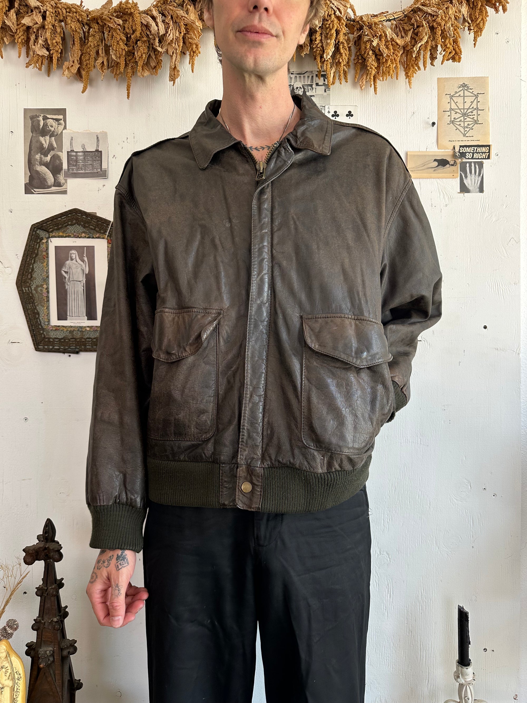 1980s Silk Lined Buttery Soft Leather Bomber Jacket