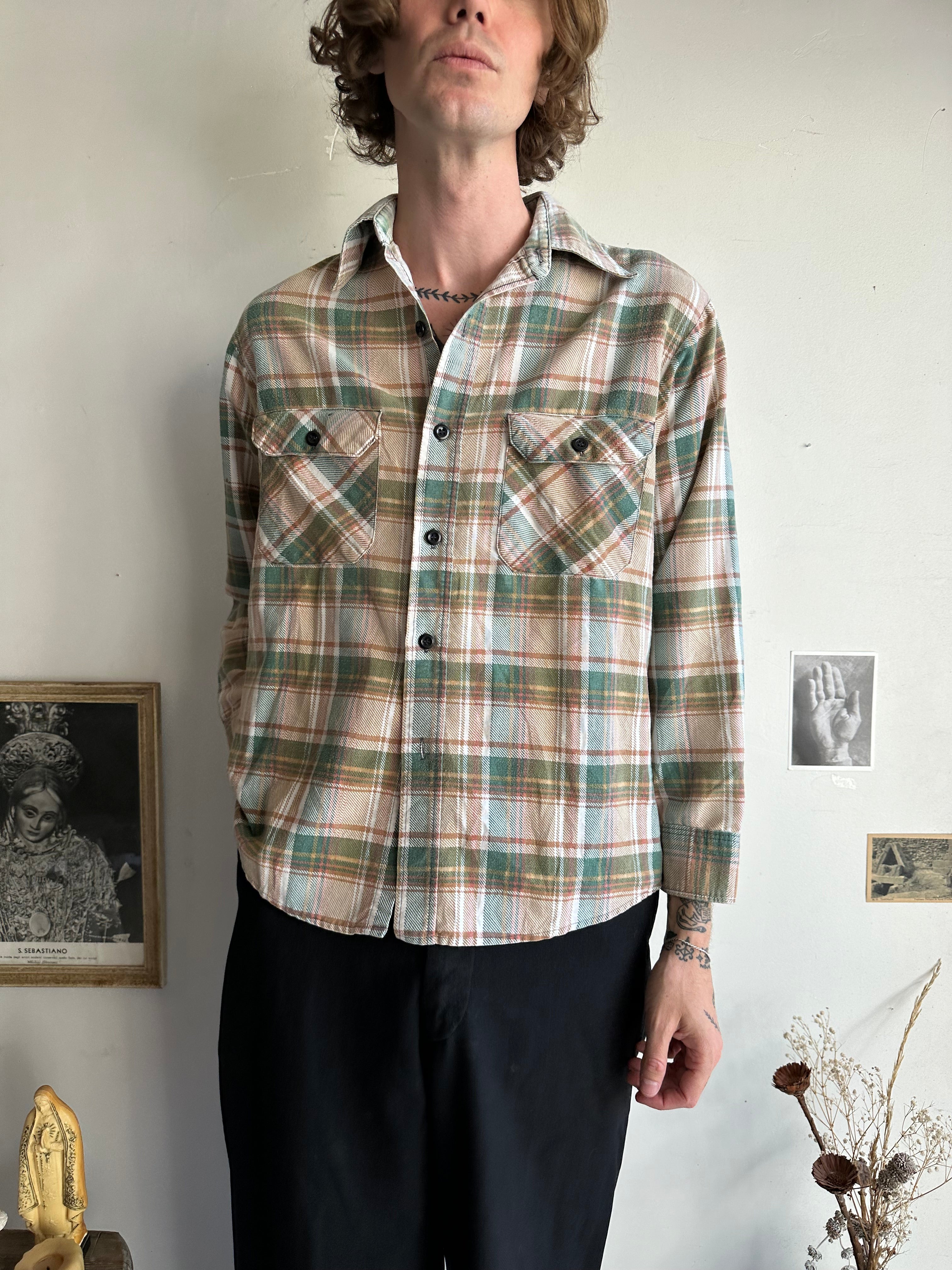 1960s Sun Faded Green Flannel (XL)