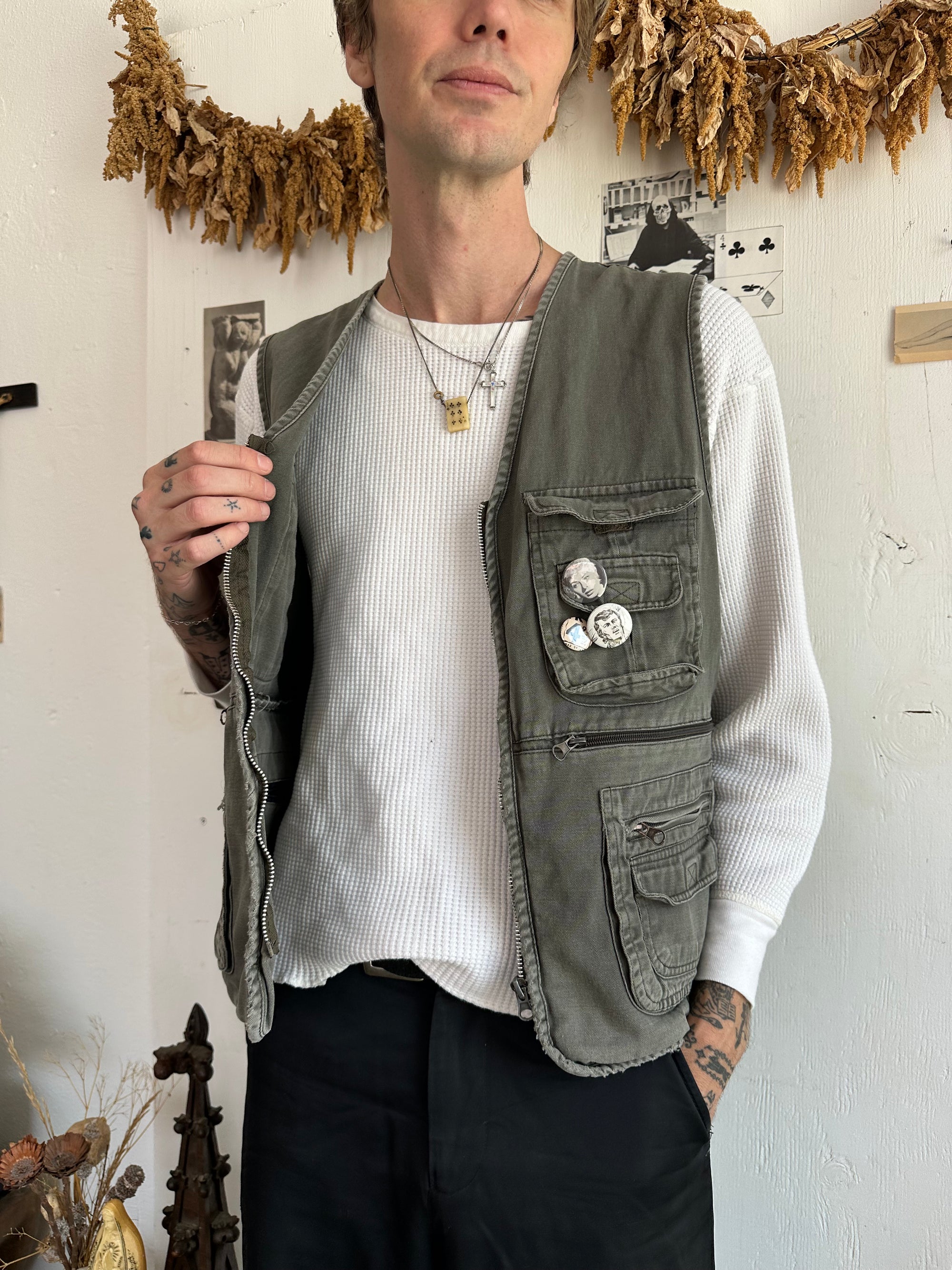 1990s Well Worn Vest W/ Pins