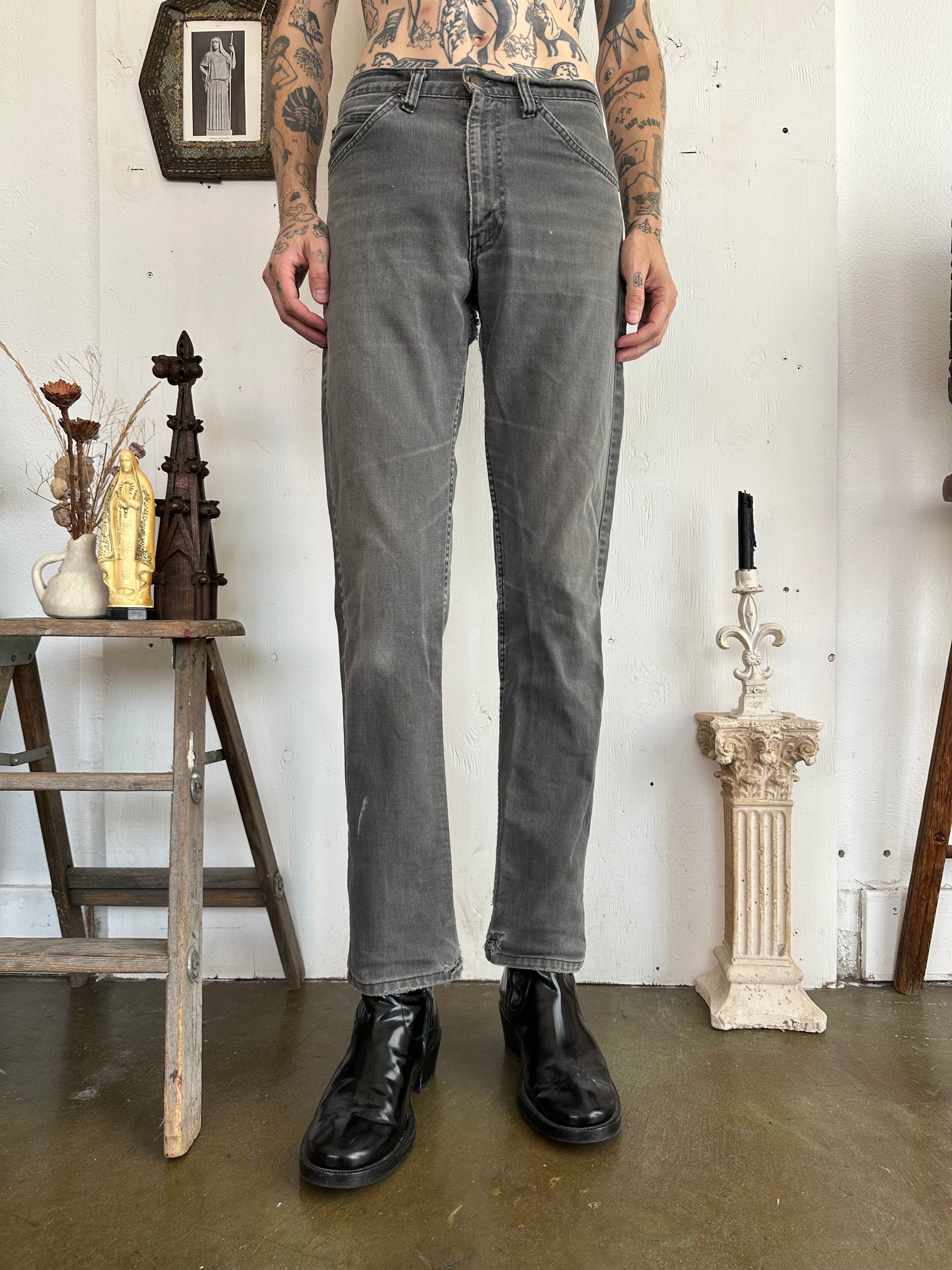 1980s Made in the USA Faded Black Levis 505s