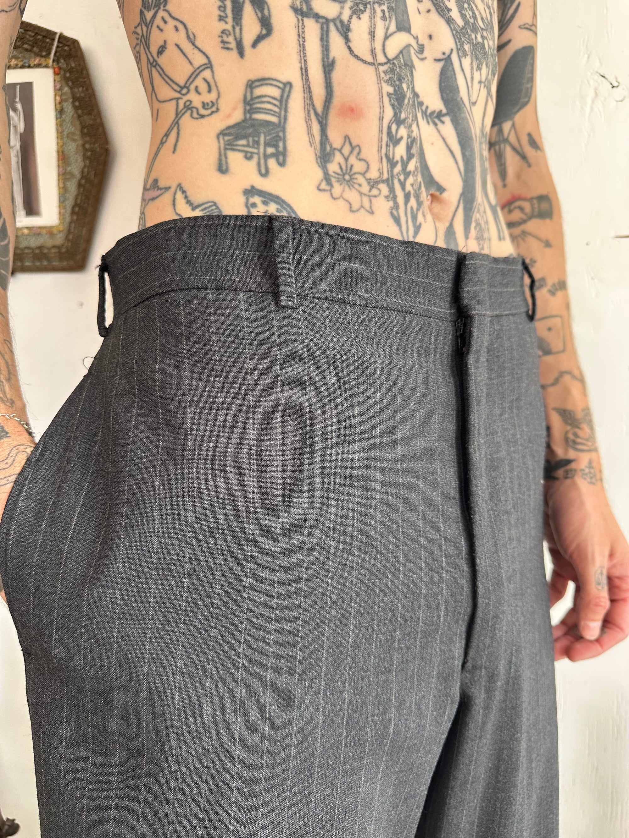 1960s Loose Fit Pinstripe Trousers