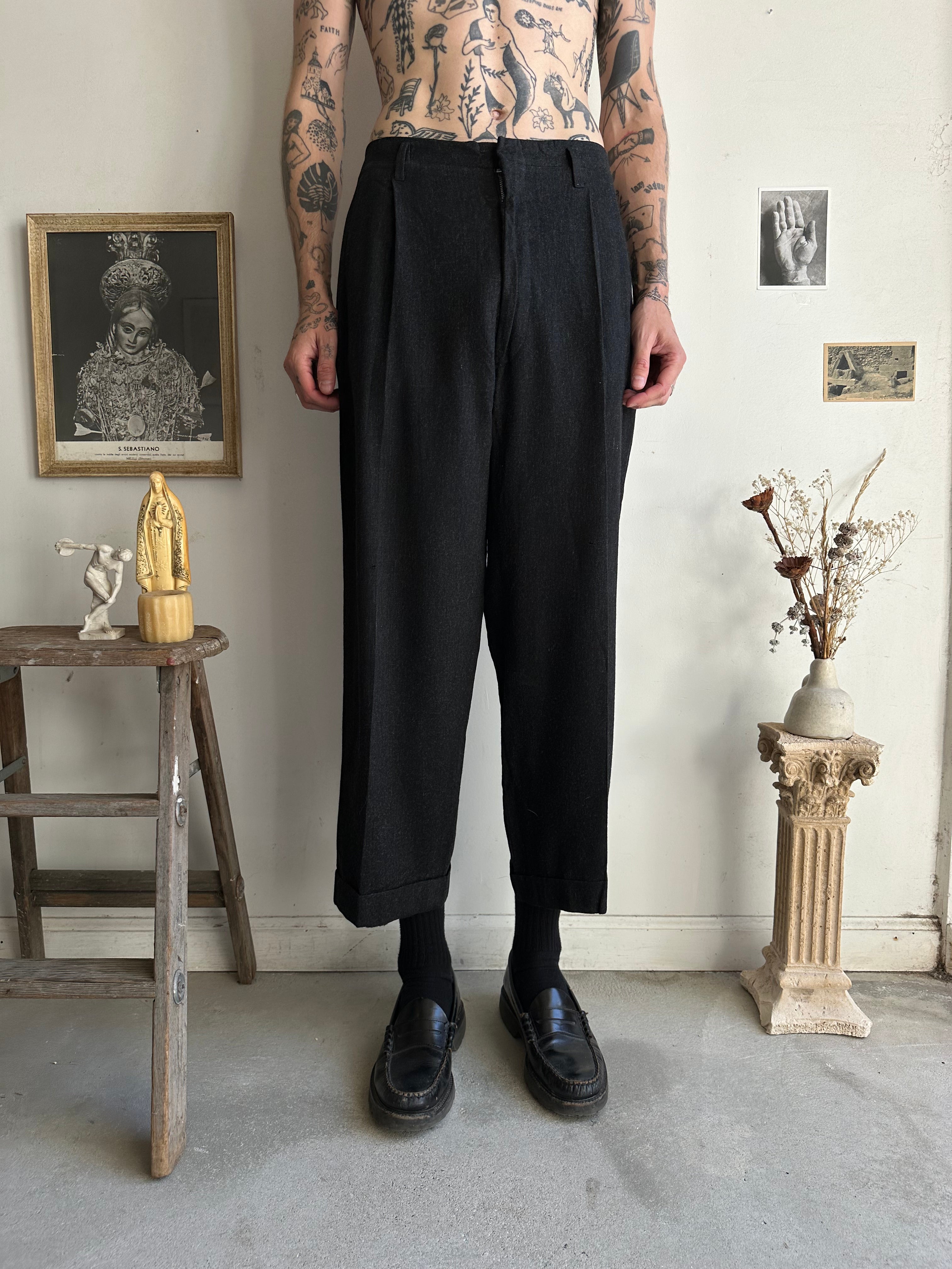 1960s Black Wool Trousers (34 x 28)