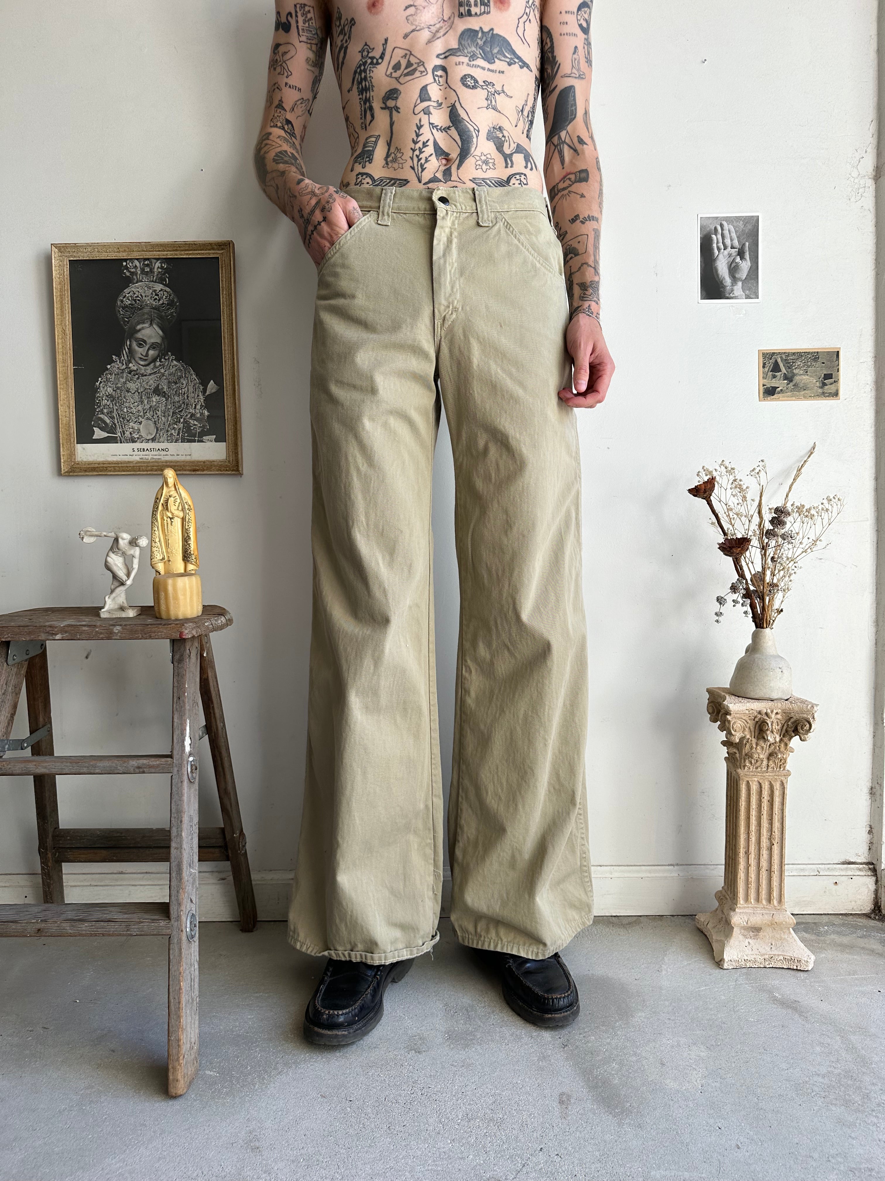 1970s Tan Flared Pants (30 x 33)