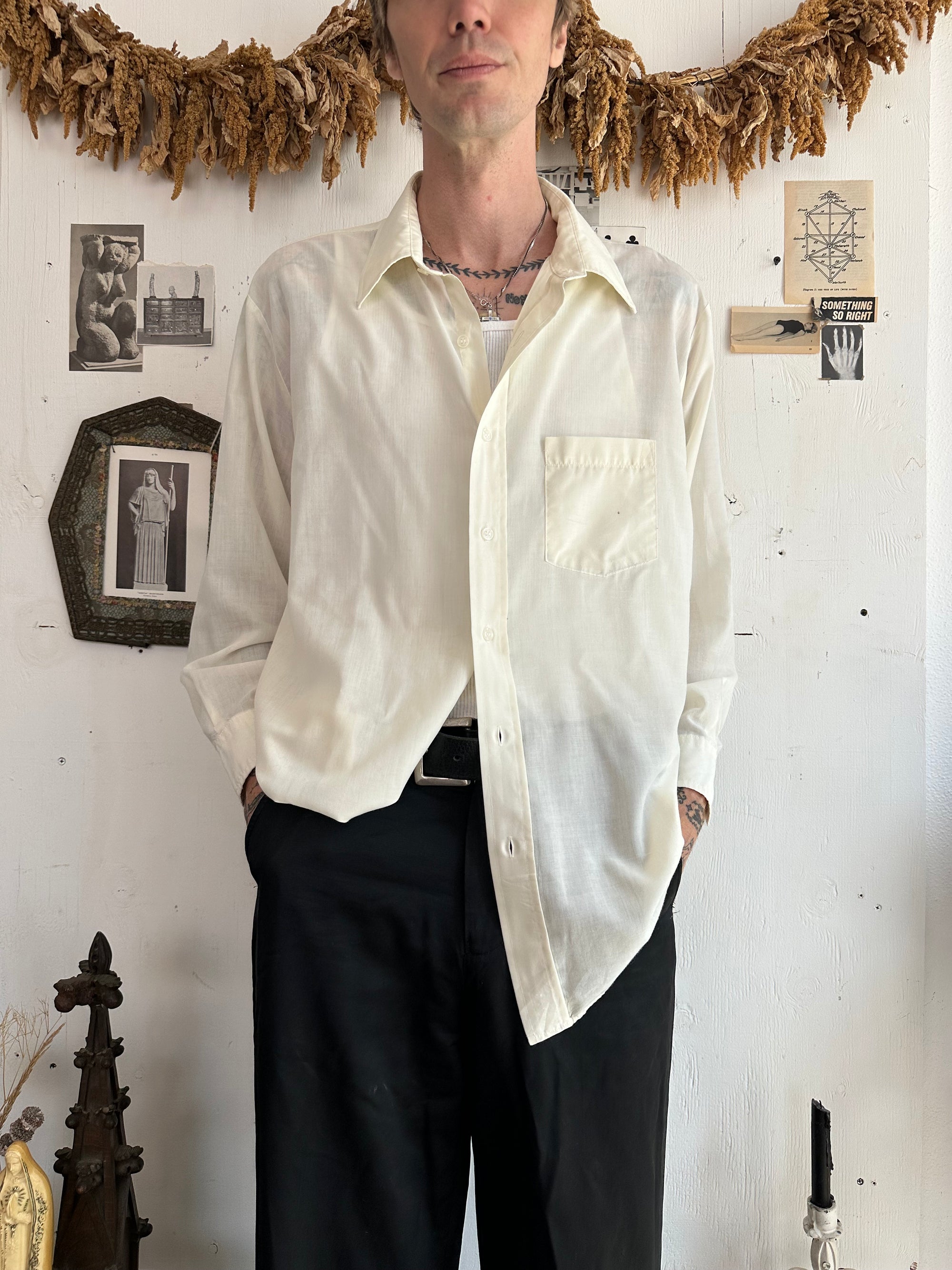 1970s Well Worn White Button Up