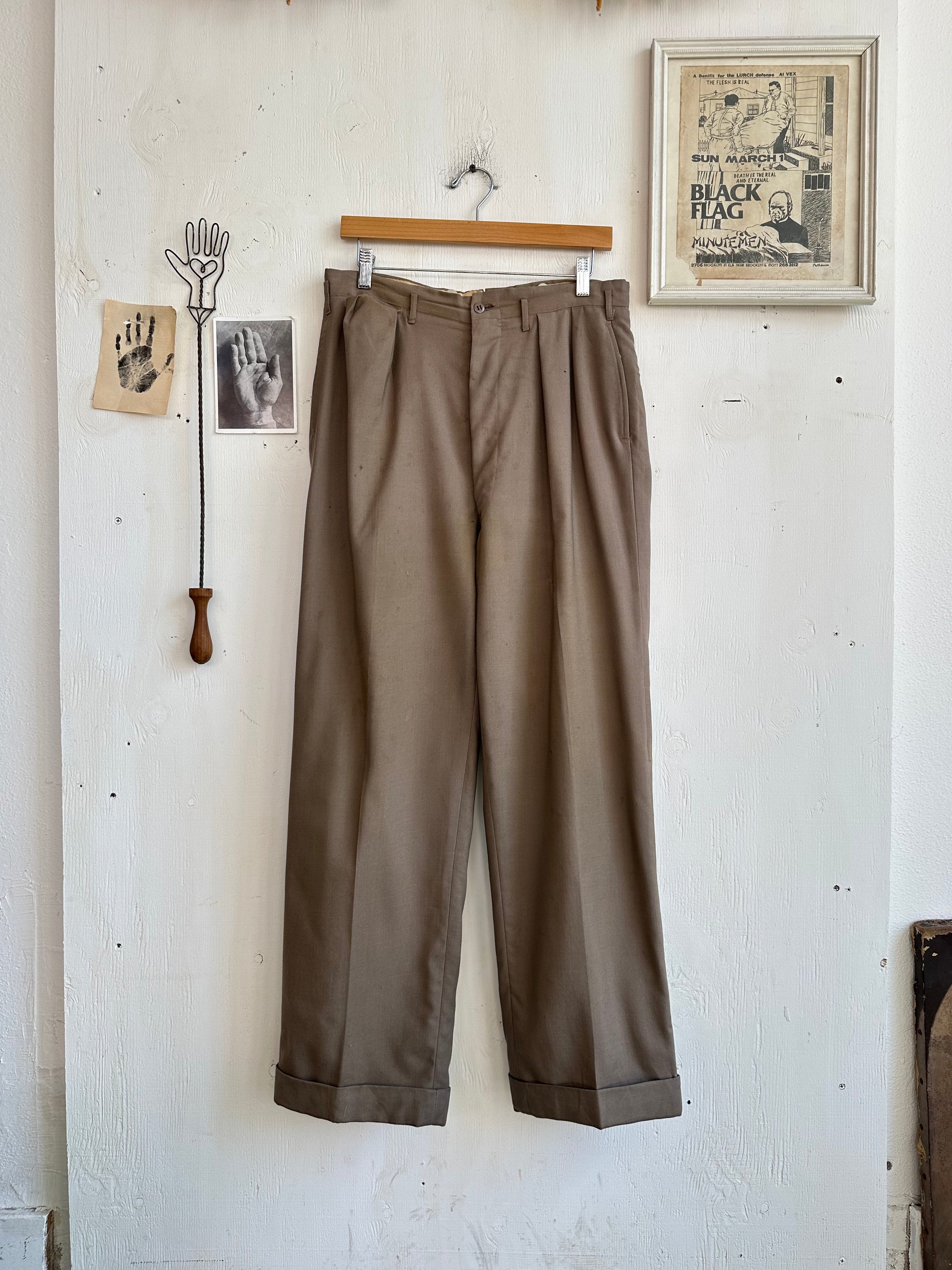 1940s Thrashed Pleated Trousers