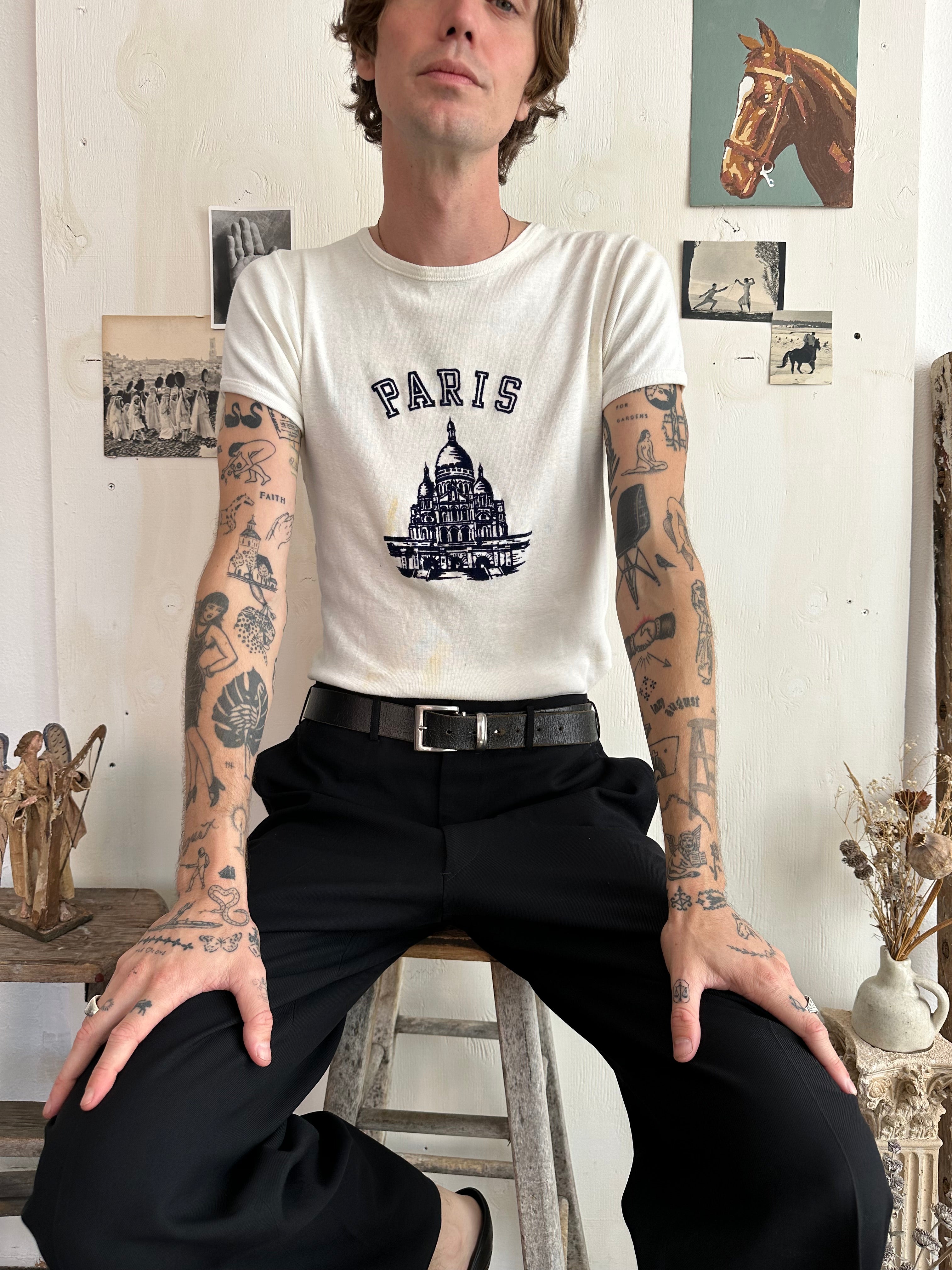 1960s Flocked Paris Tee (S/M)
