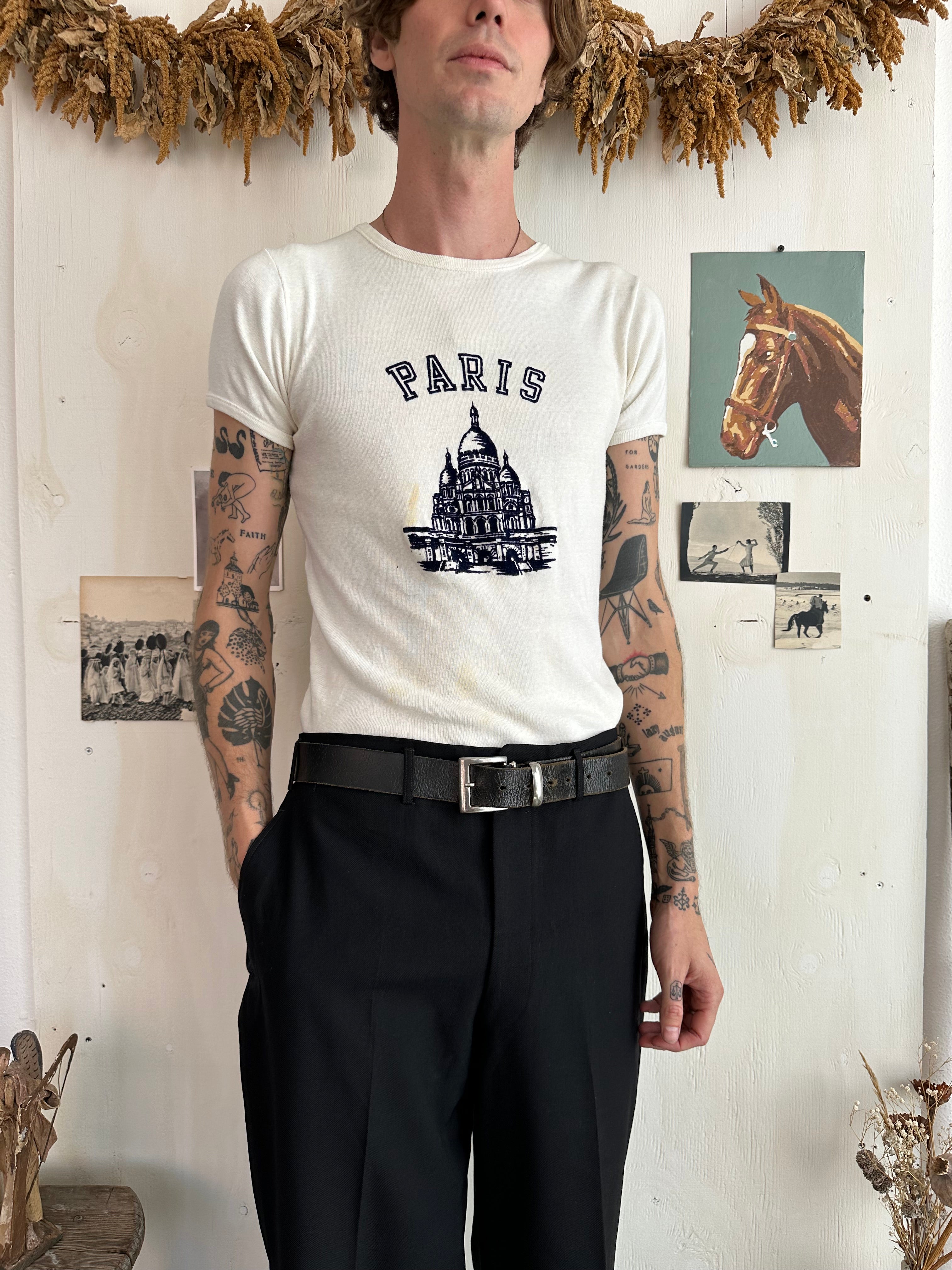 1960s Flocked Paris Tee (S/M)