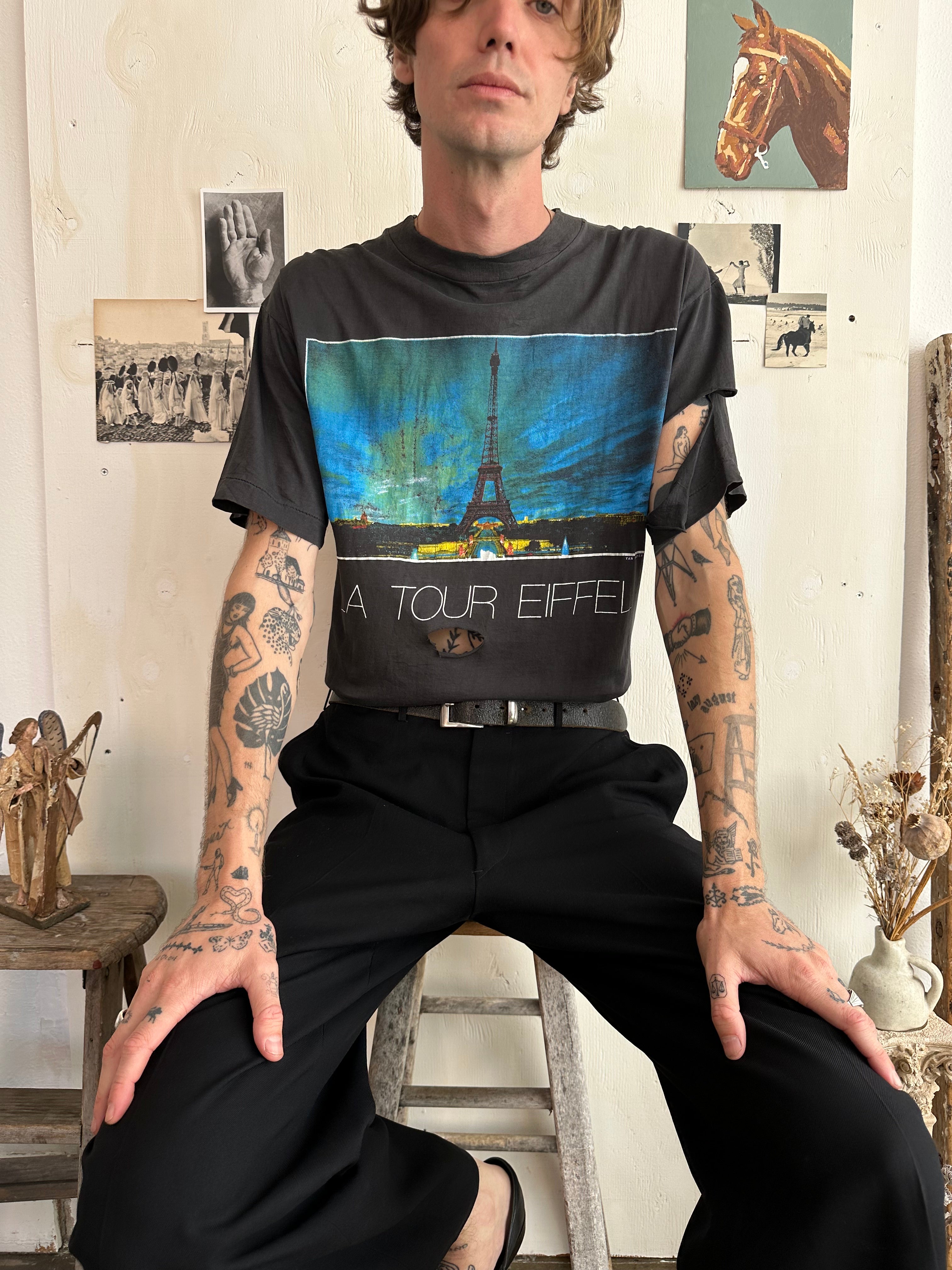 1980s Thrashed Eiffel Tower Tee (L)