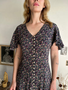 1990s Pearl Button Floral Dress (L/XL)