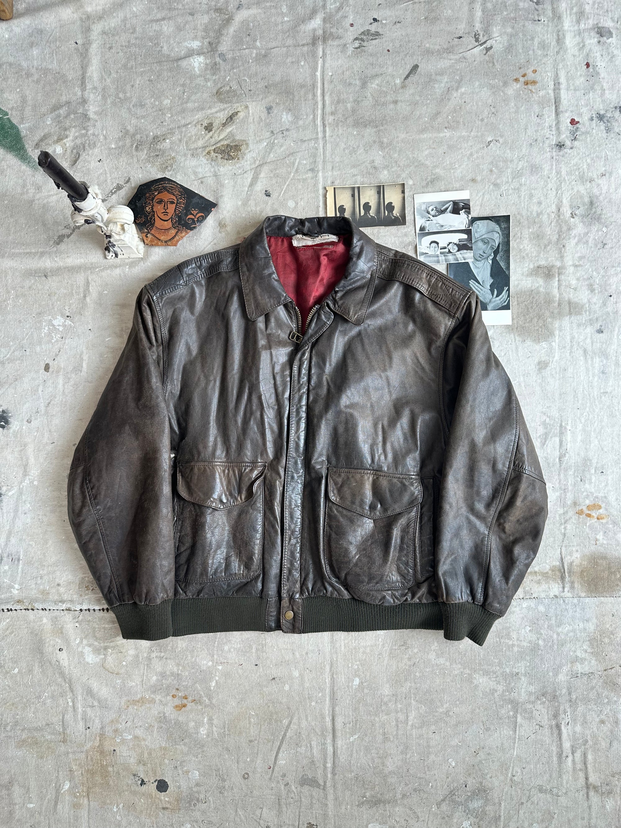 1980s Silk Lined Buttery Soft Leather Bomber Jacket