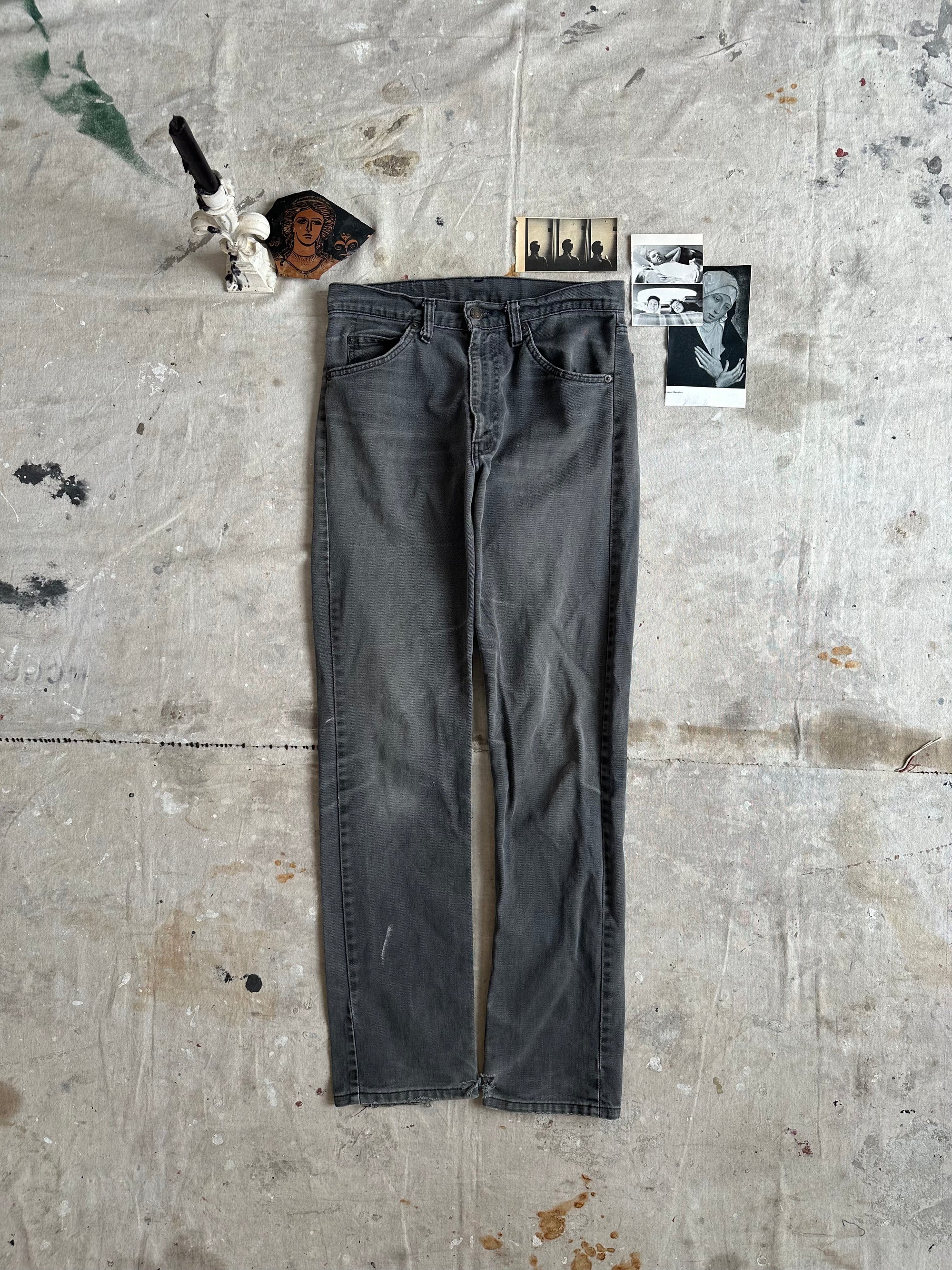 1980s Made in the USA Faded Black Levis 505s