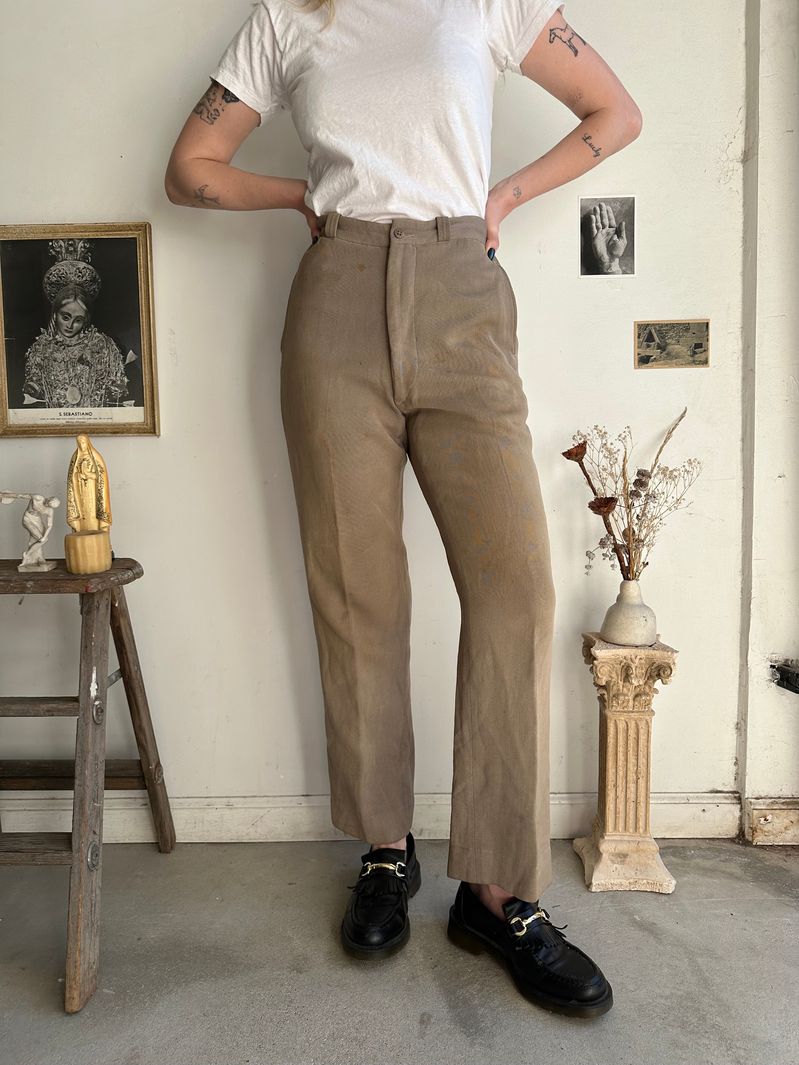 1950s Women’s Tan Whipcord Trousers (29 x 29)