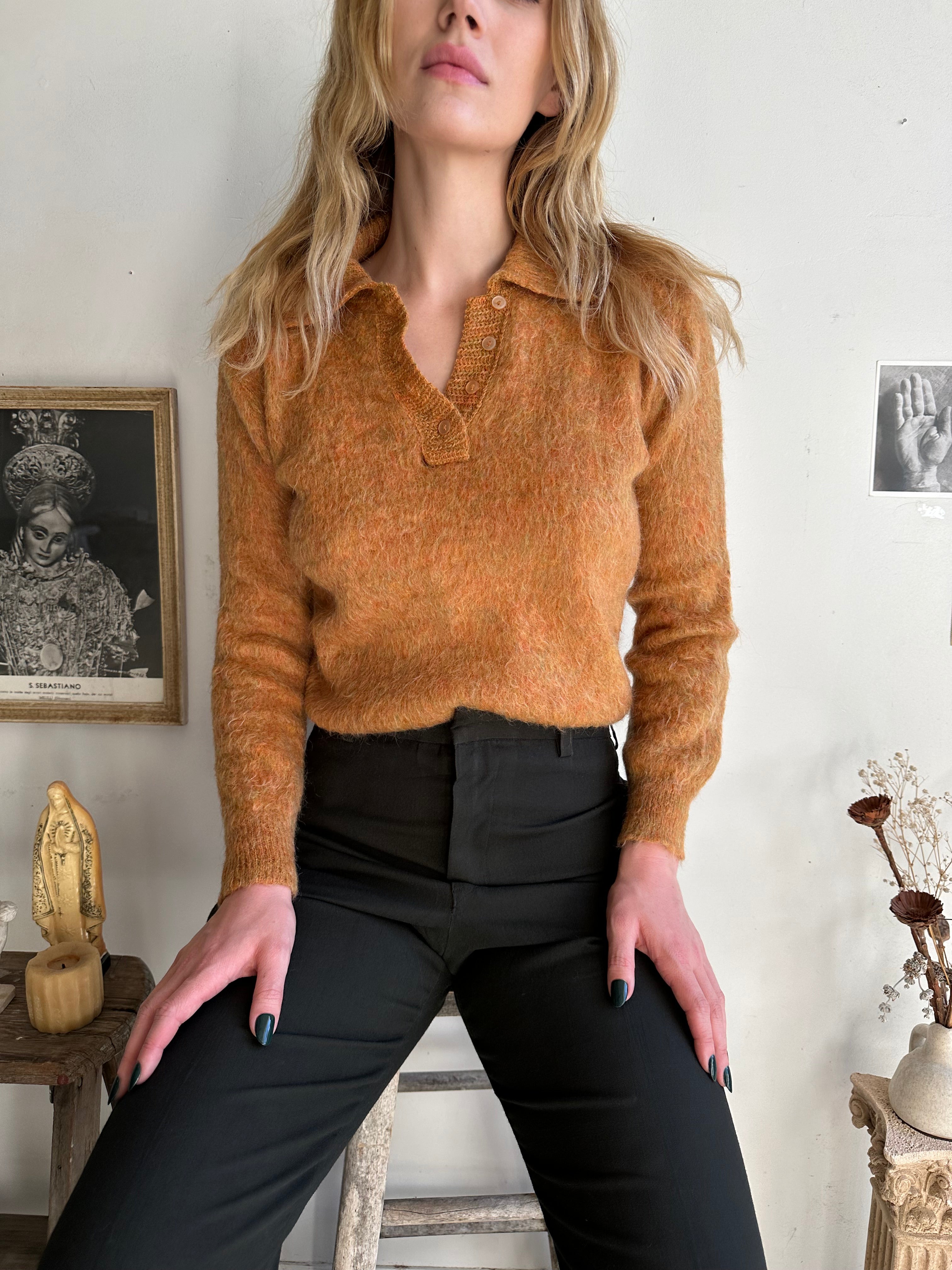 1960s Orange Mohair Sweatshirt (S/M)