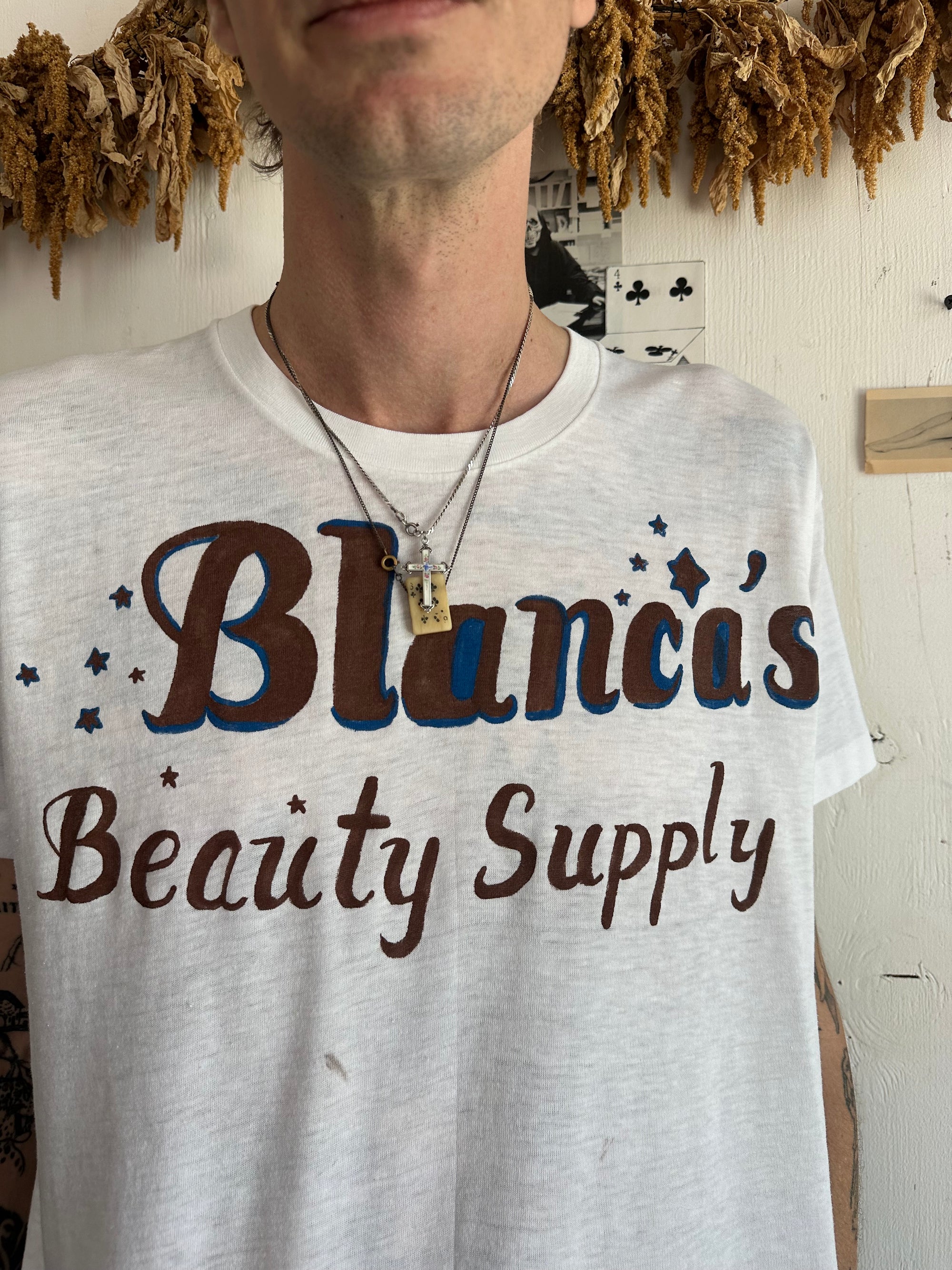 1970s Hand Drawn Blanca’s Beauty Supply Tee