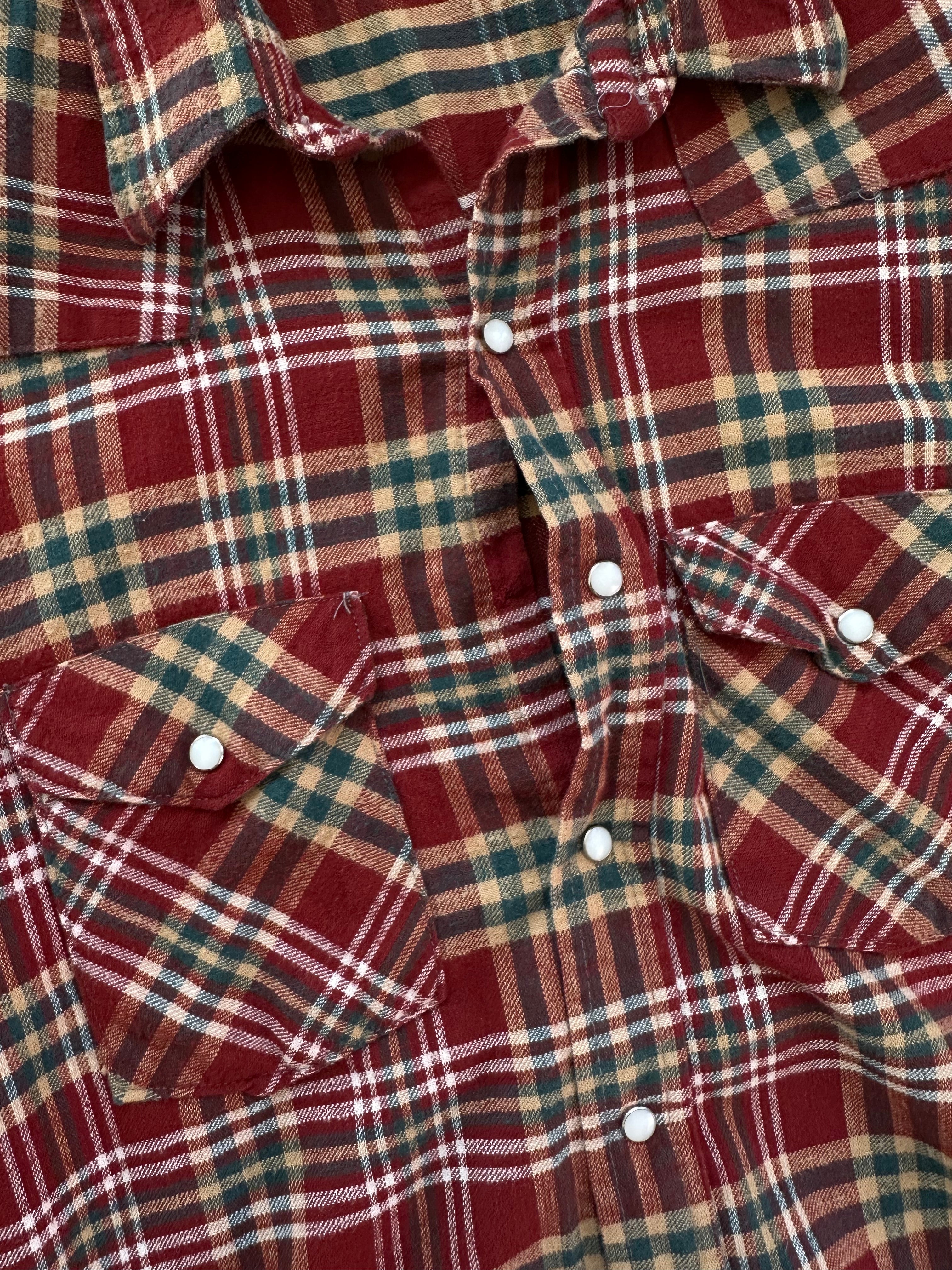 1980s Cotton Snap Button Western Flannel (M)