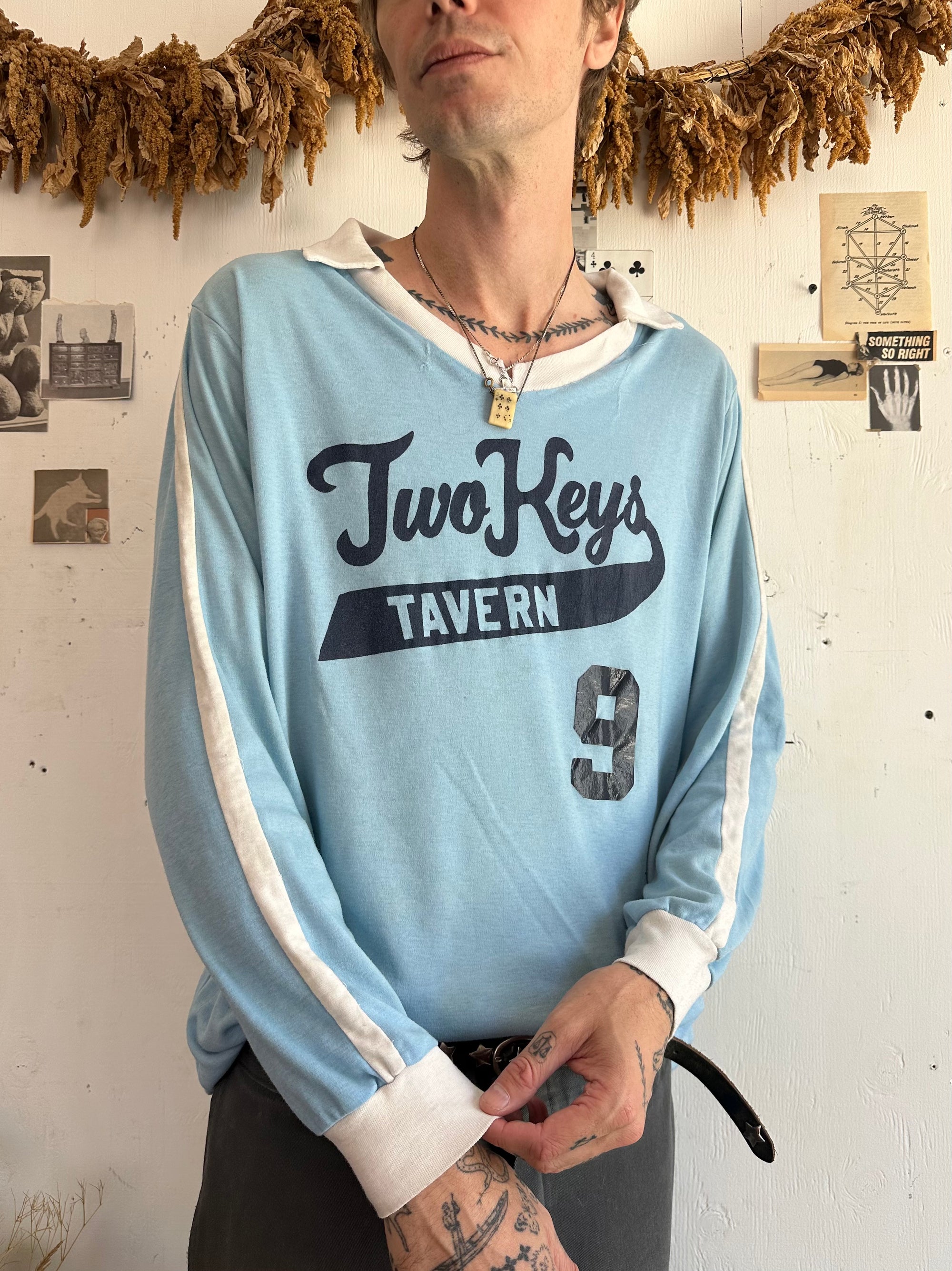 1980s Two Keys Collared Long Sleeve