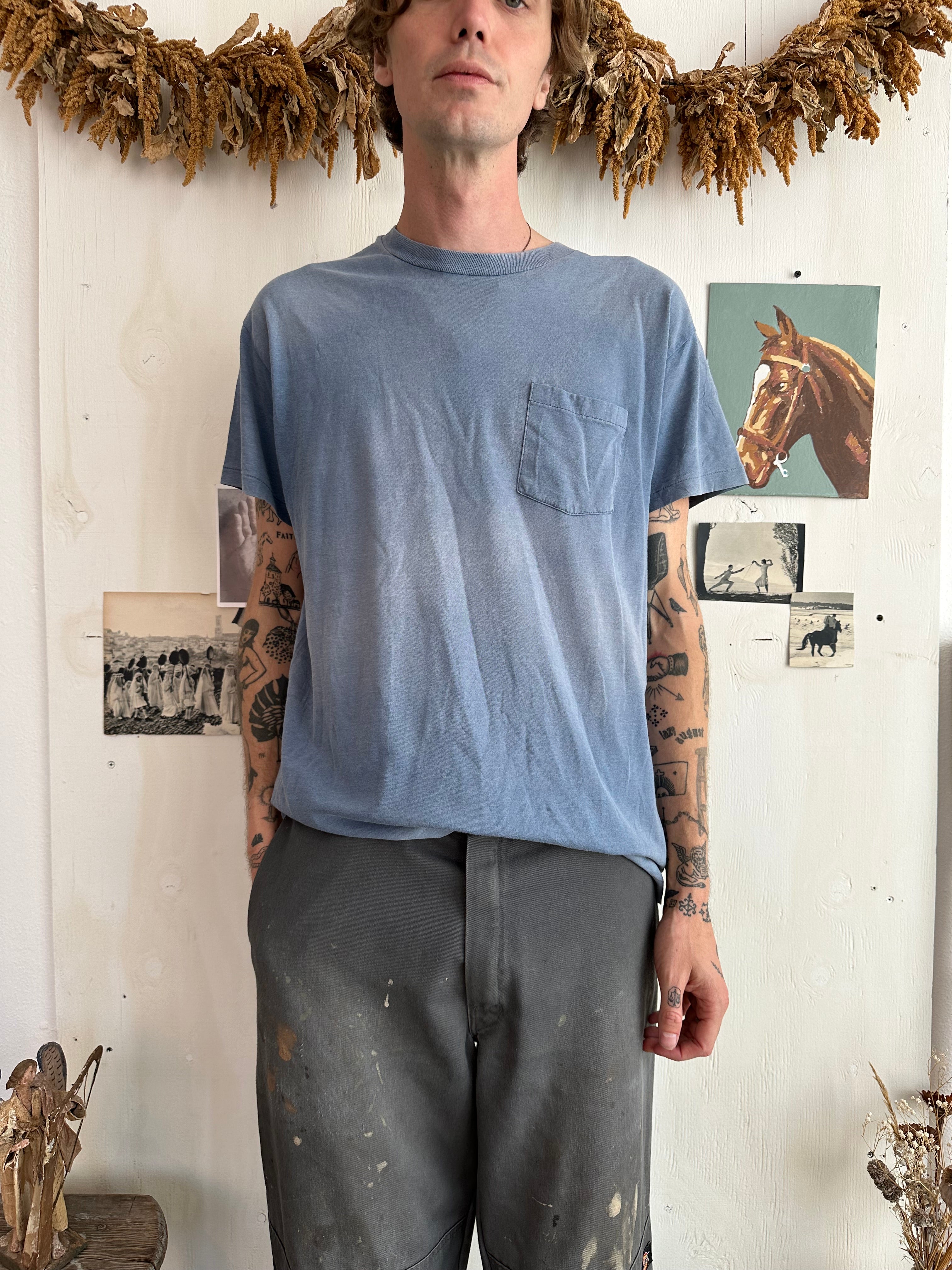 1990s Sun Faded Slate Blue Blank (XL)