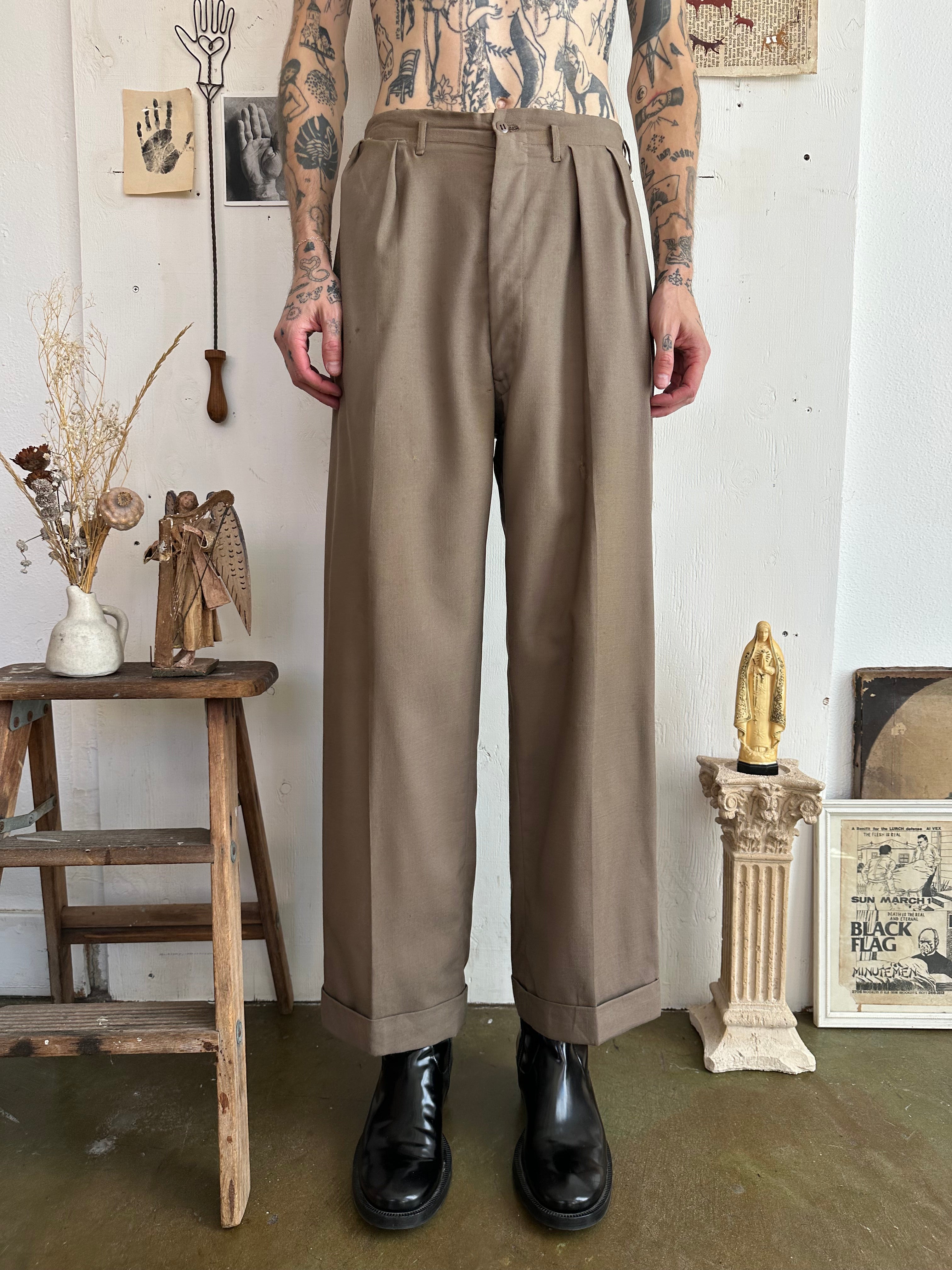 1940s Thrashed Pleated Trousers (32/29)
