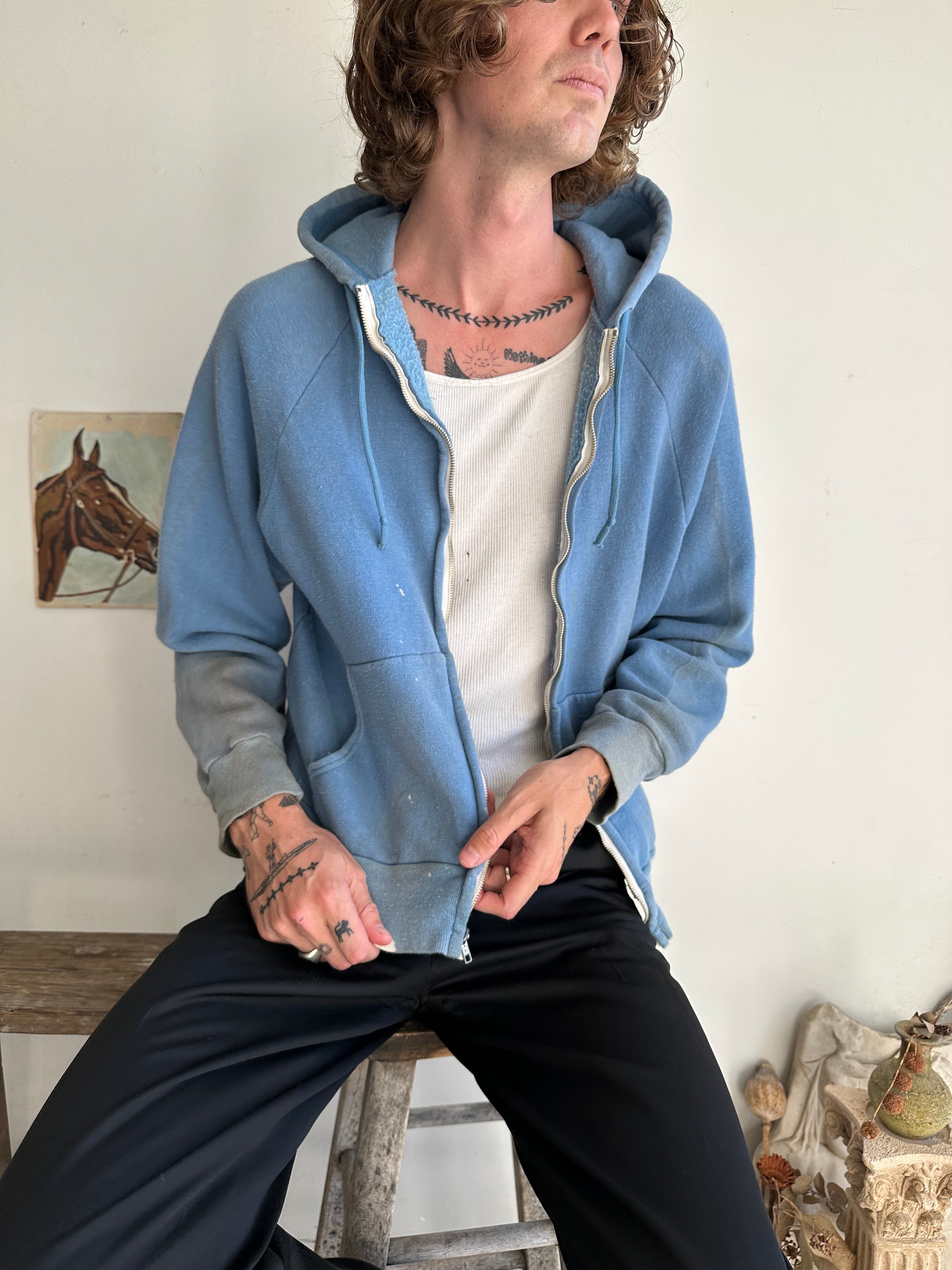 1980s Thrashed Blue Hoodie (S/M)