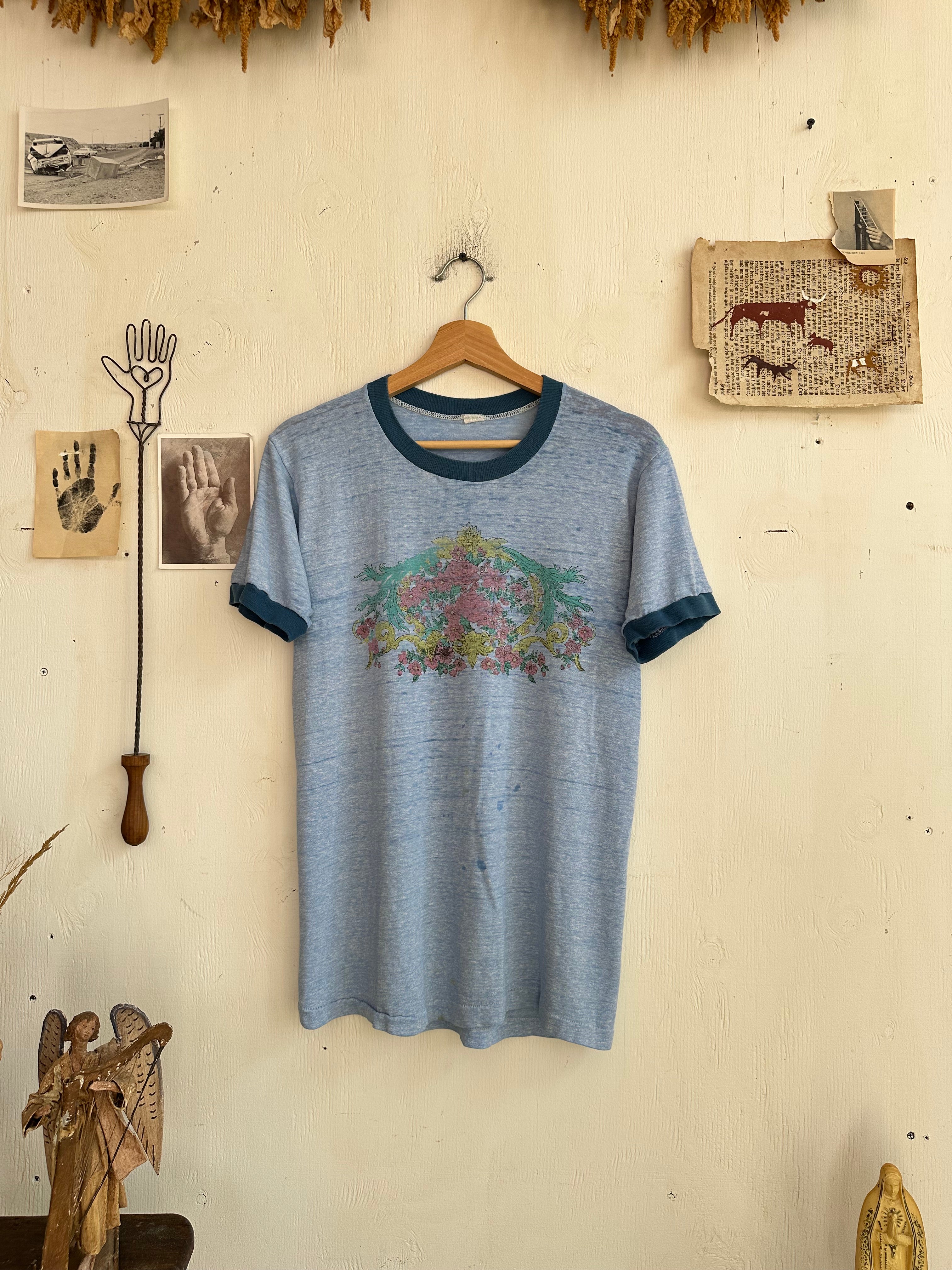 1980s Paper Thin Floral Ringer (M)