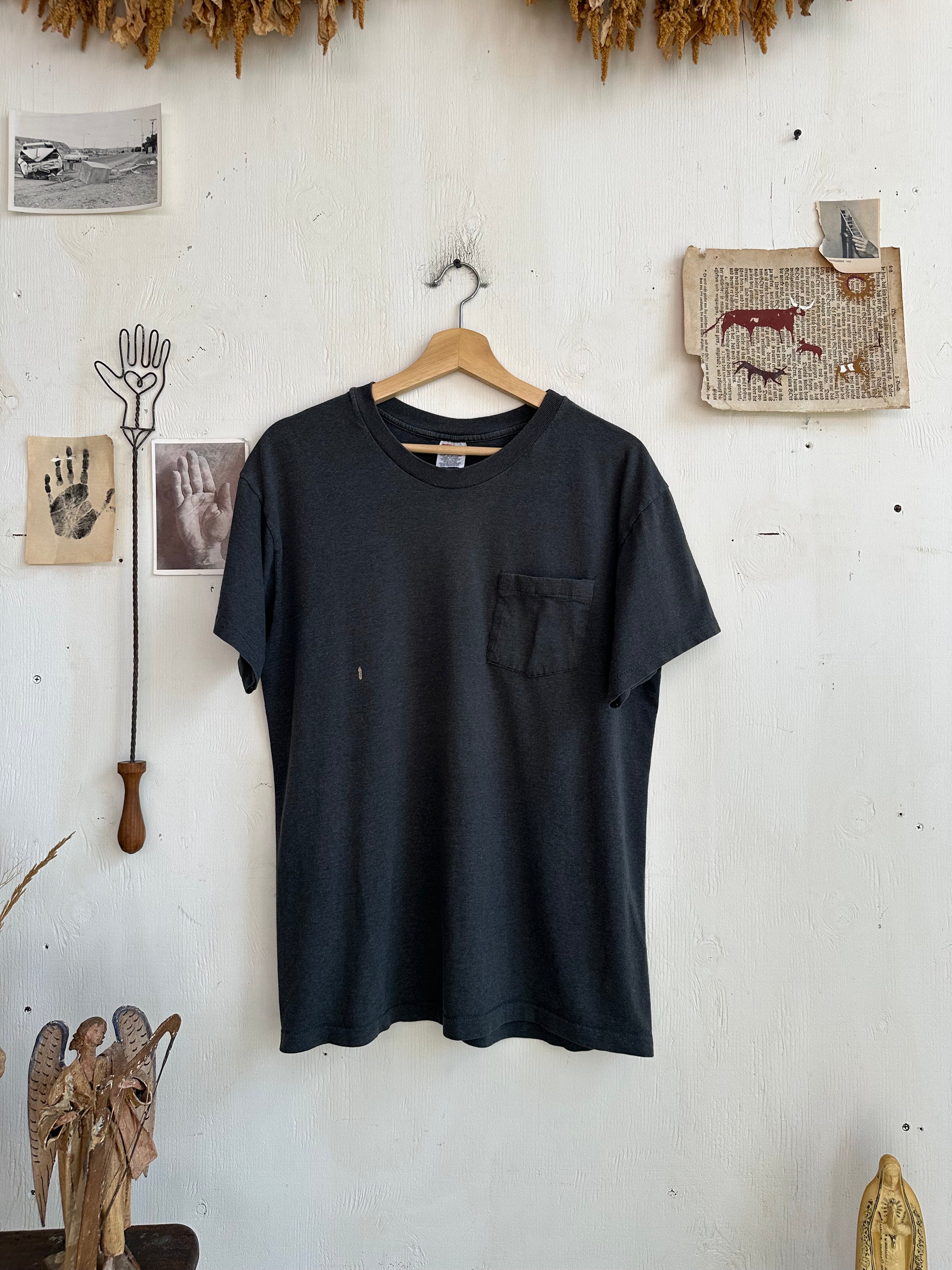 1990s Well Worn Black Pocket Tee (L)