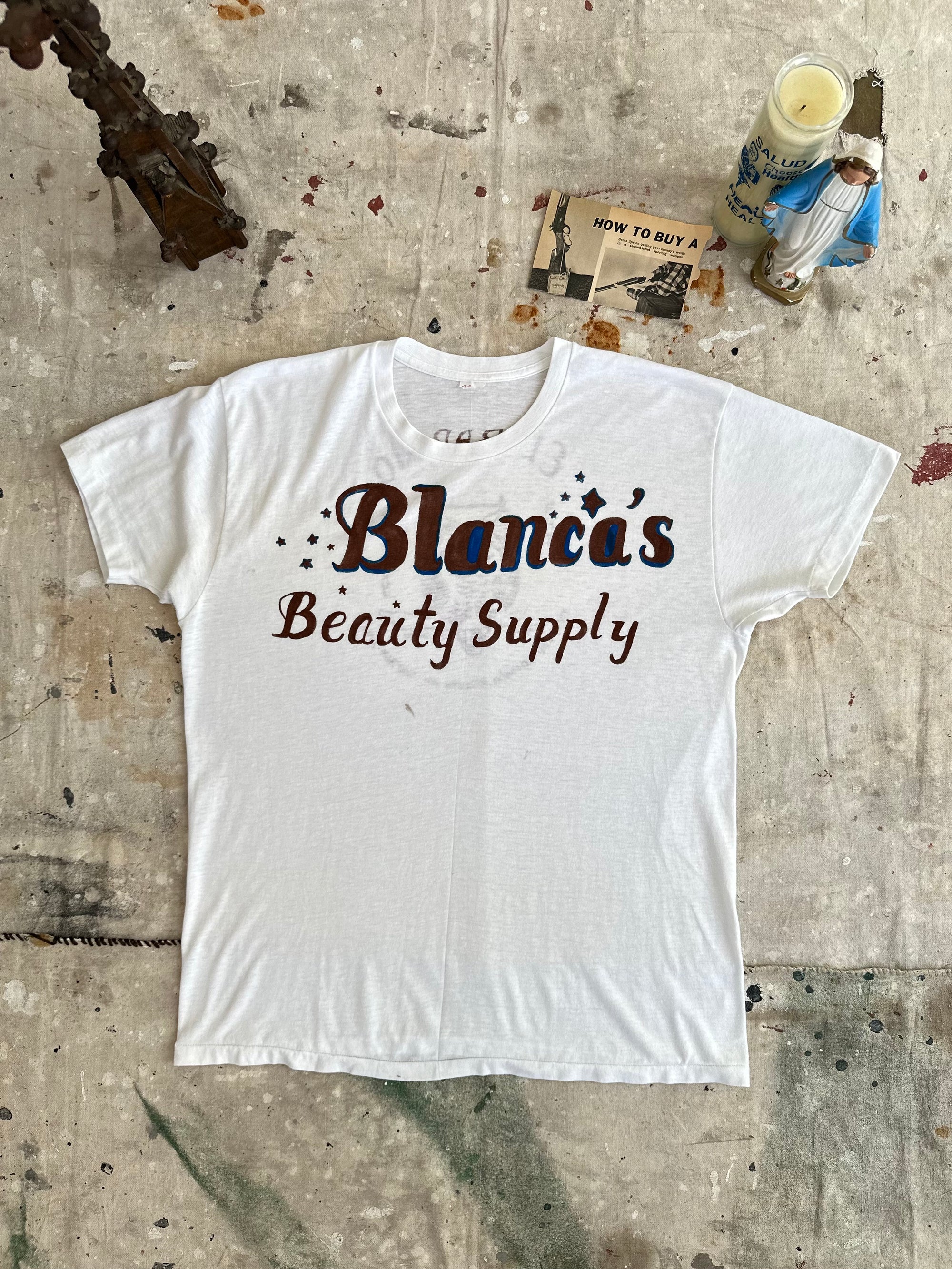 1970s Hand Drawn Blanca’s Beauty Supply Tee