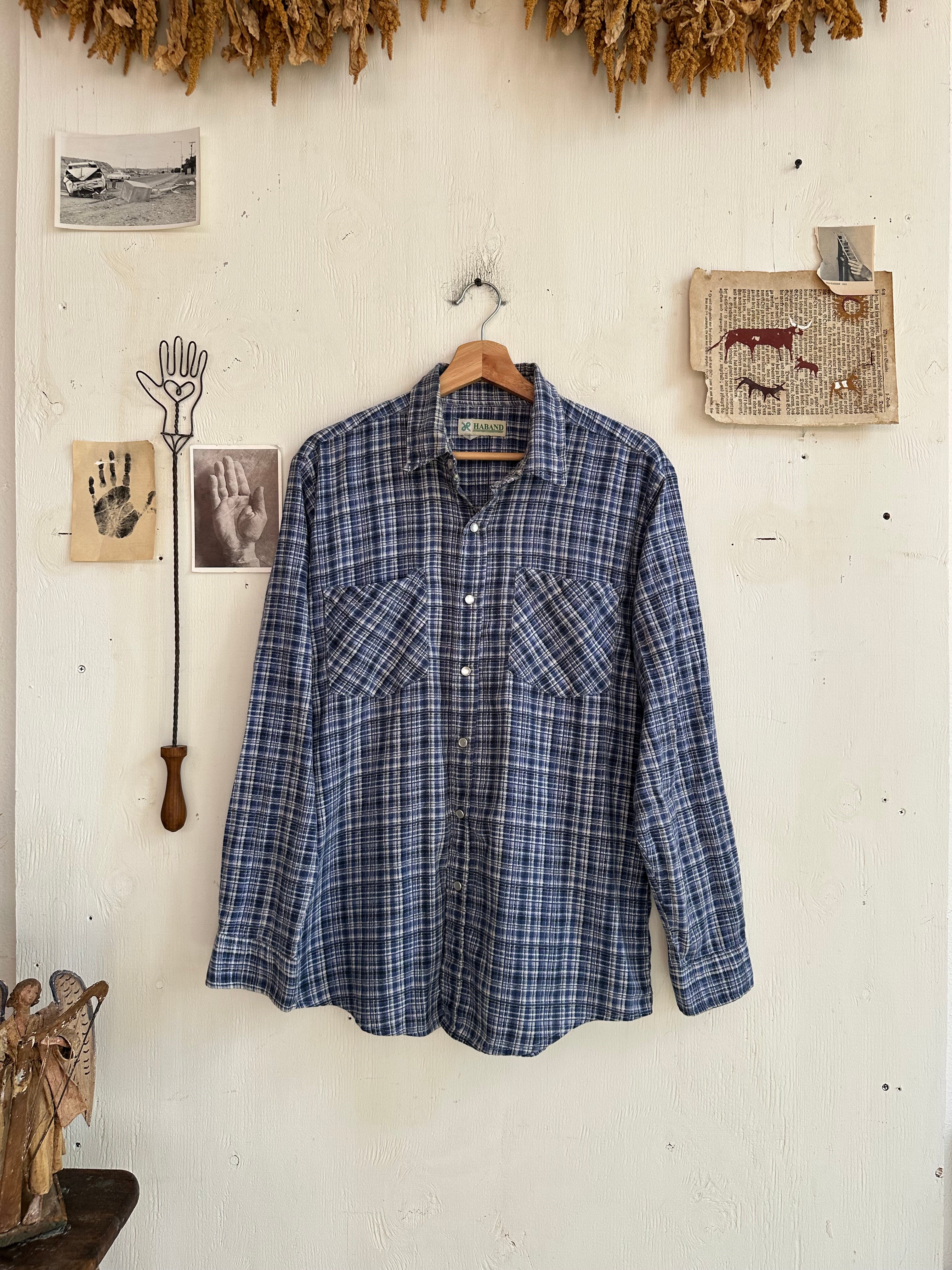 1980s Snap Button Cotton Flannel (M)