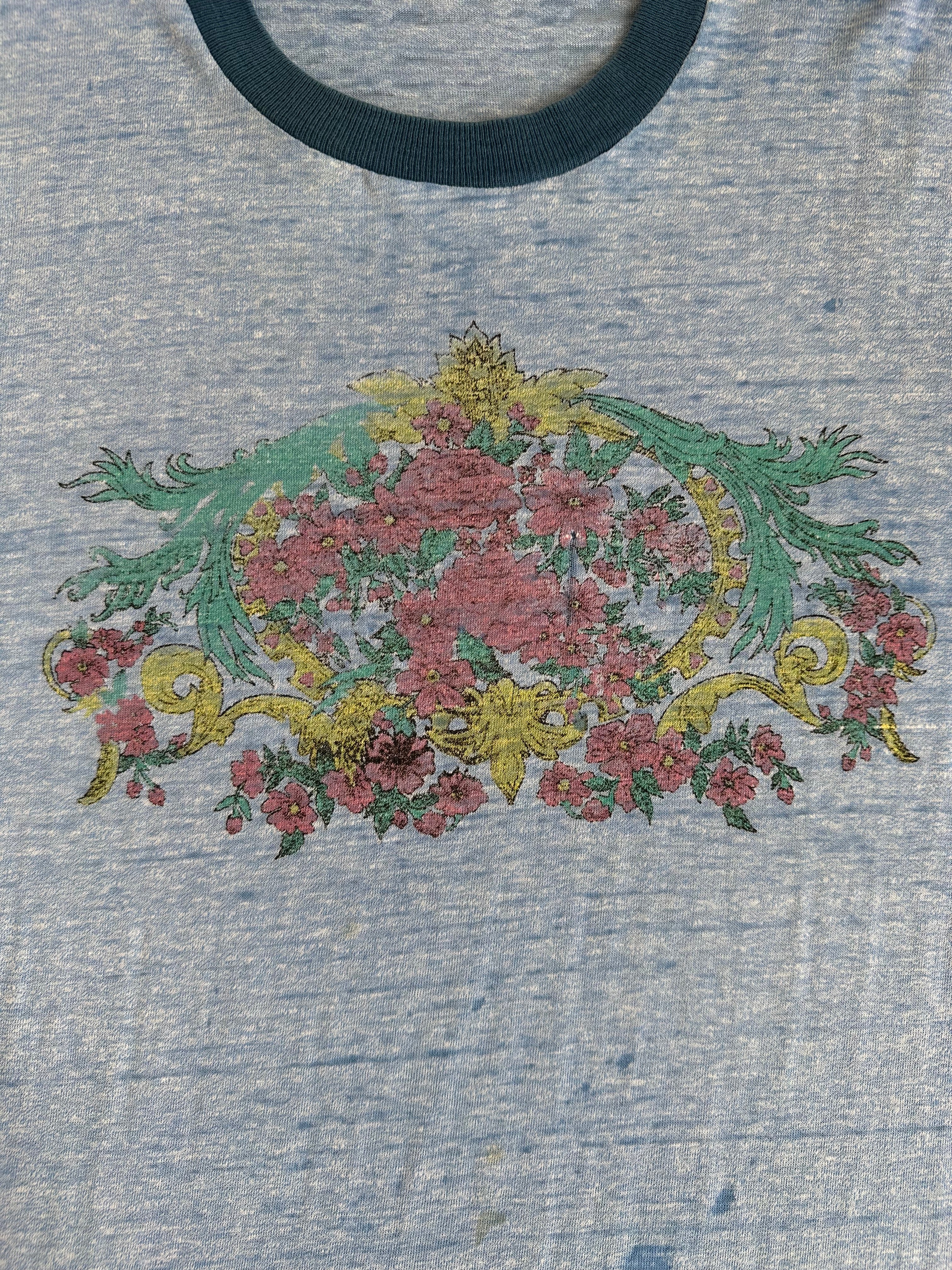 1980s Paper Thin Floral Ringer (M)