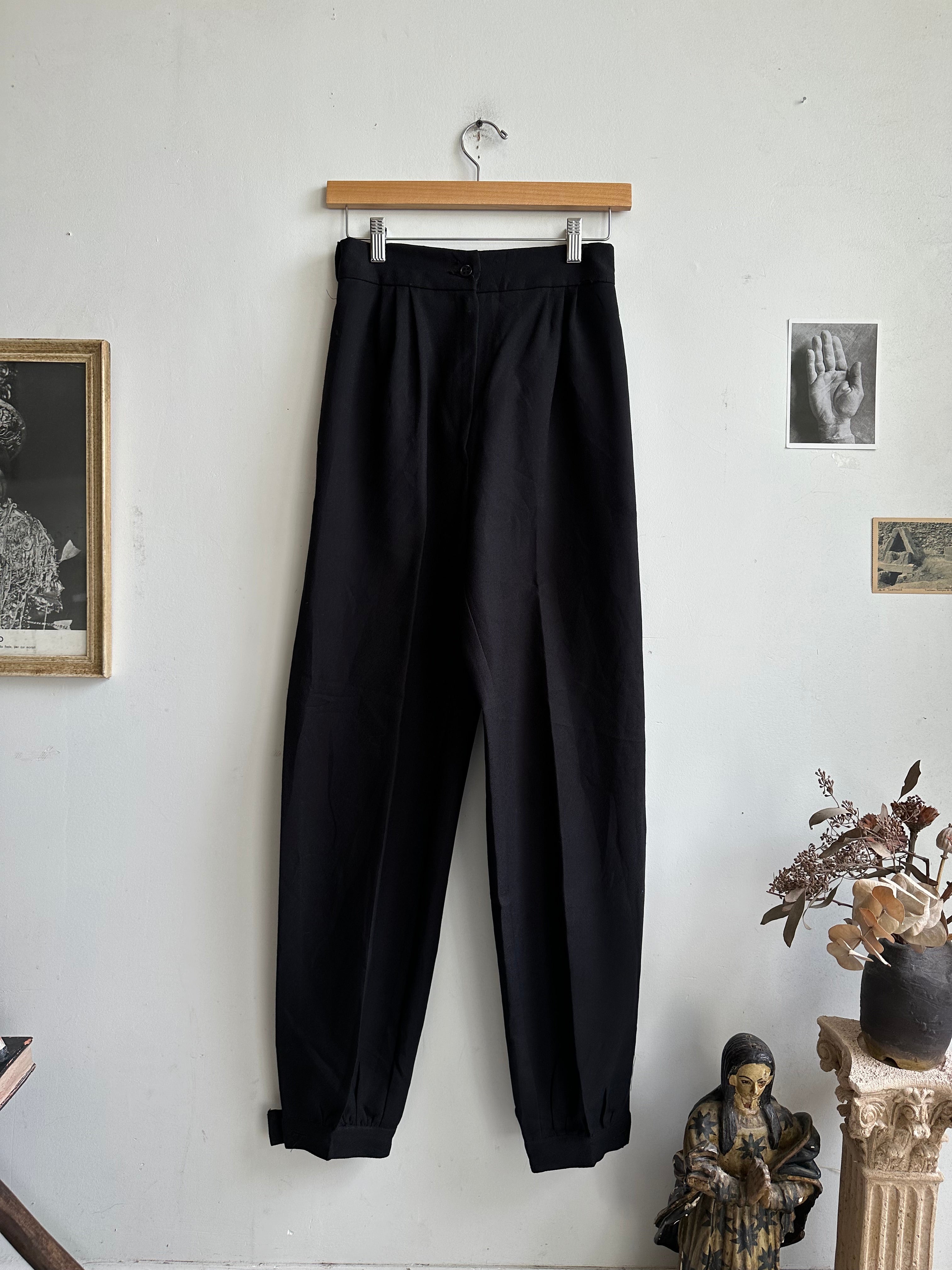 1980s Black Button Bottom Trousers (25 x 30)