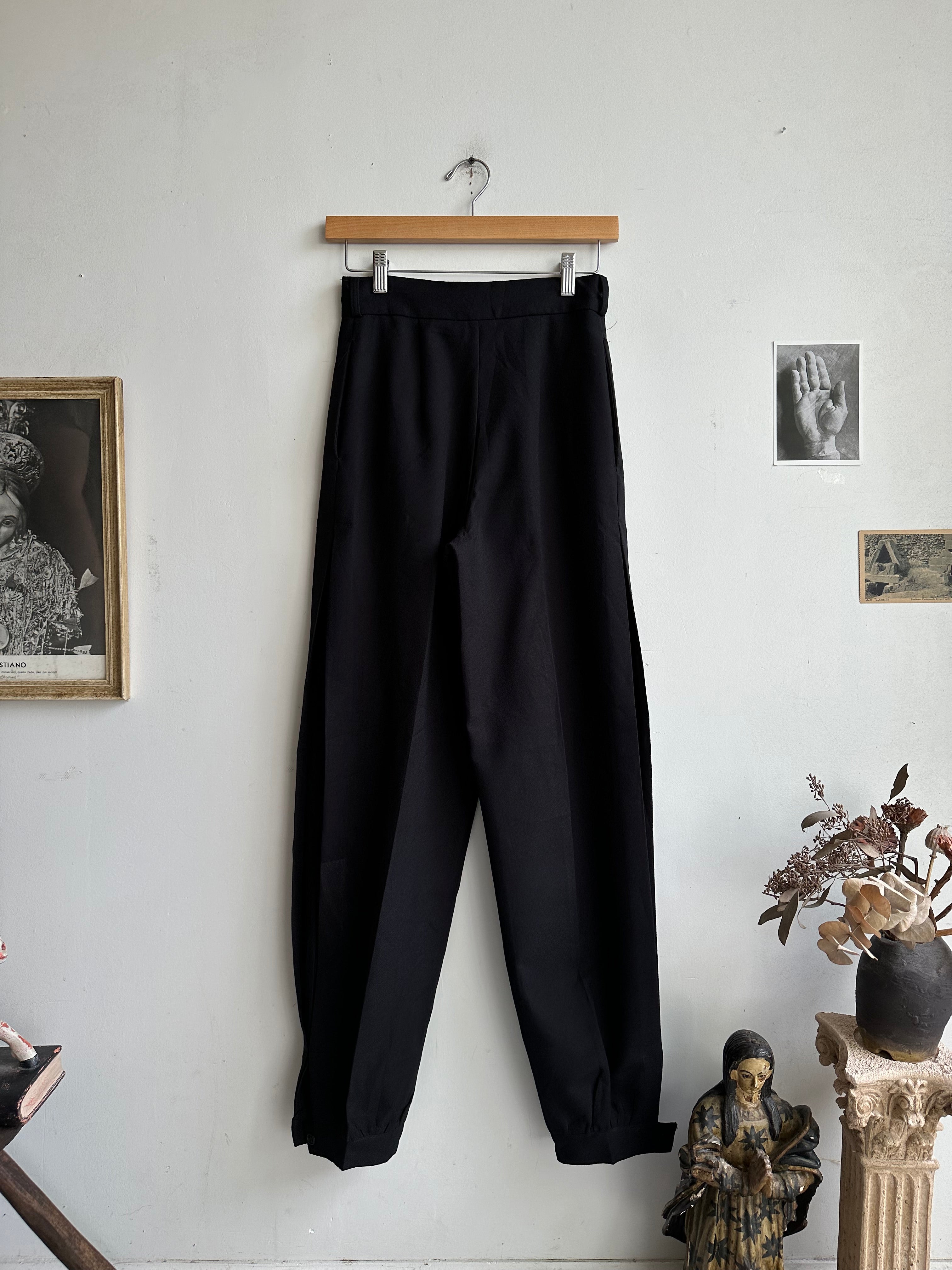 1980s Black Button Bottom Trousers (25 x 30)